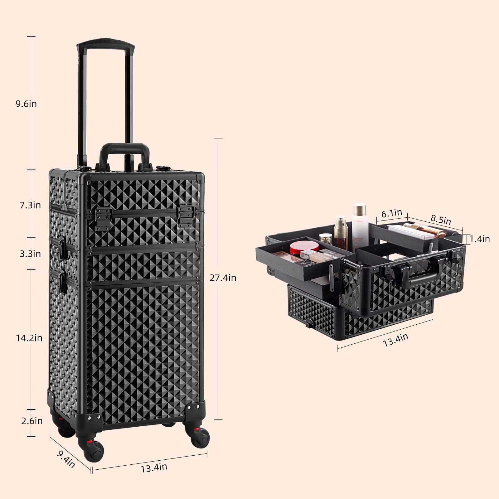 Estuche de Maquillaje Rodante 3 en 1 Somduy, Organizador de - Imagen 6