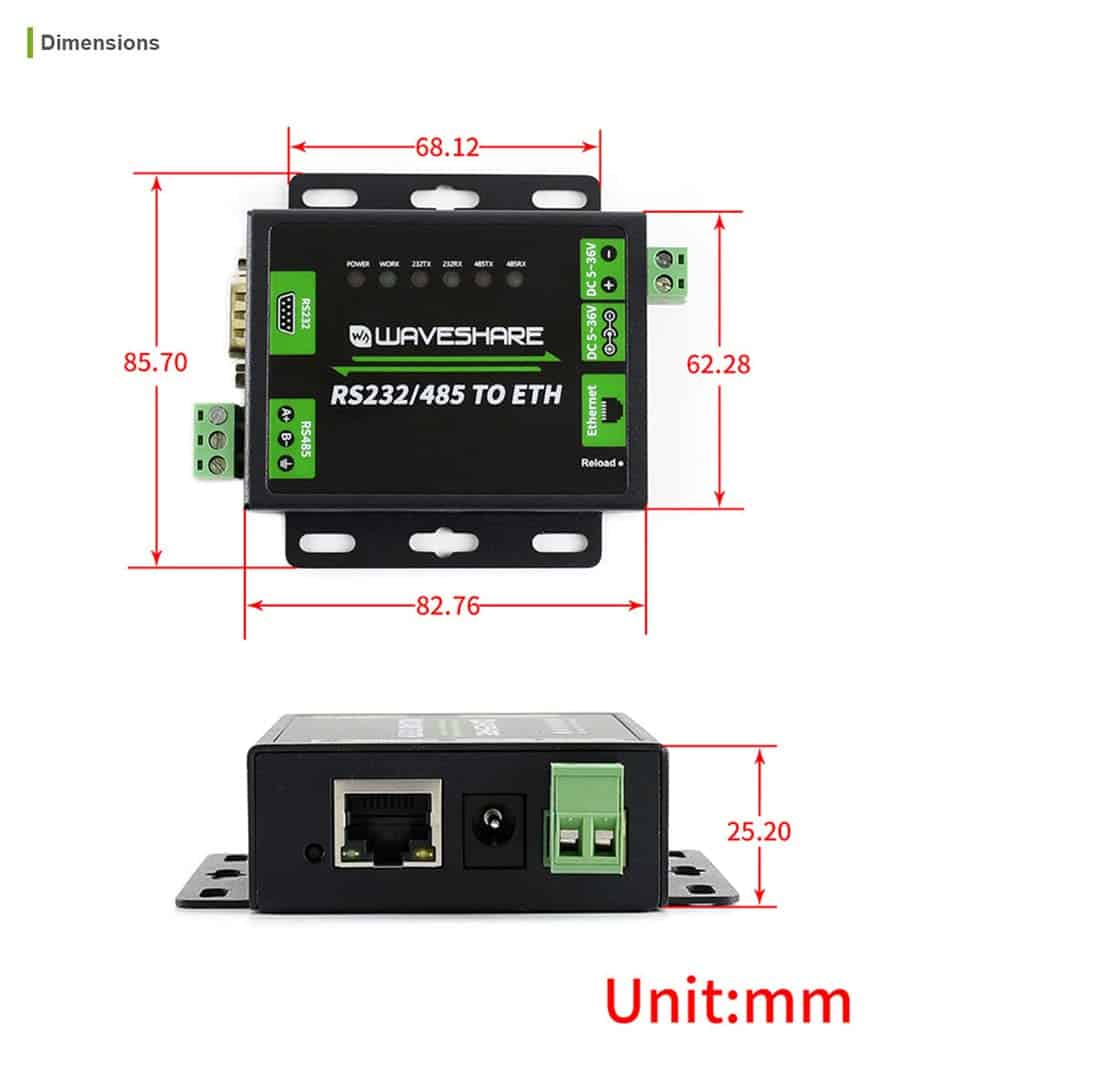 Convertidor Waveshare RS485 a Ethernet Industrial - Image 6