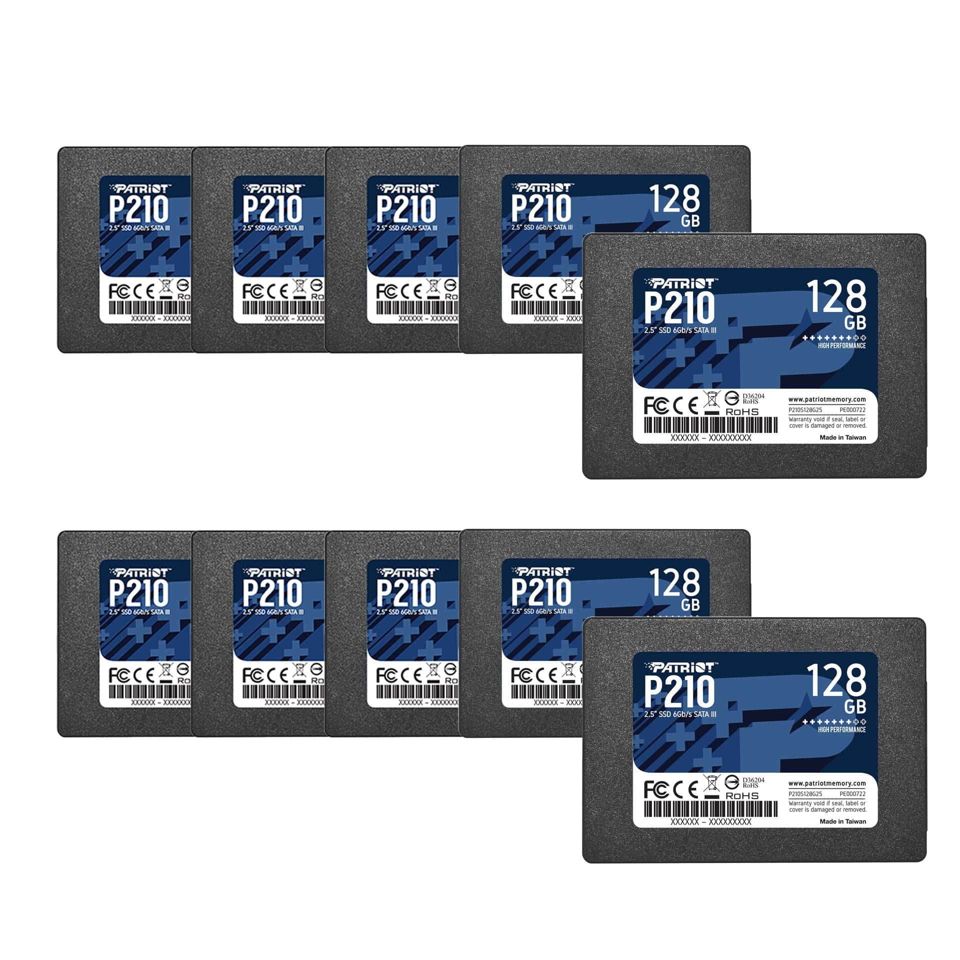Unidad de Estado Solido Patriot P210 SSD SATA 3 128GB 10 pzs