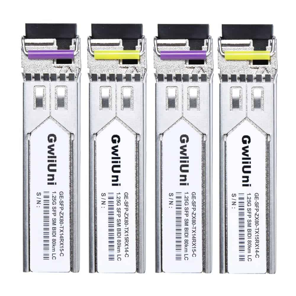 2 Pares 80km SFP 1.25G BIDI Módulo de Fibra de Modo Único