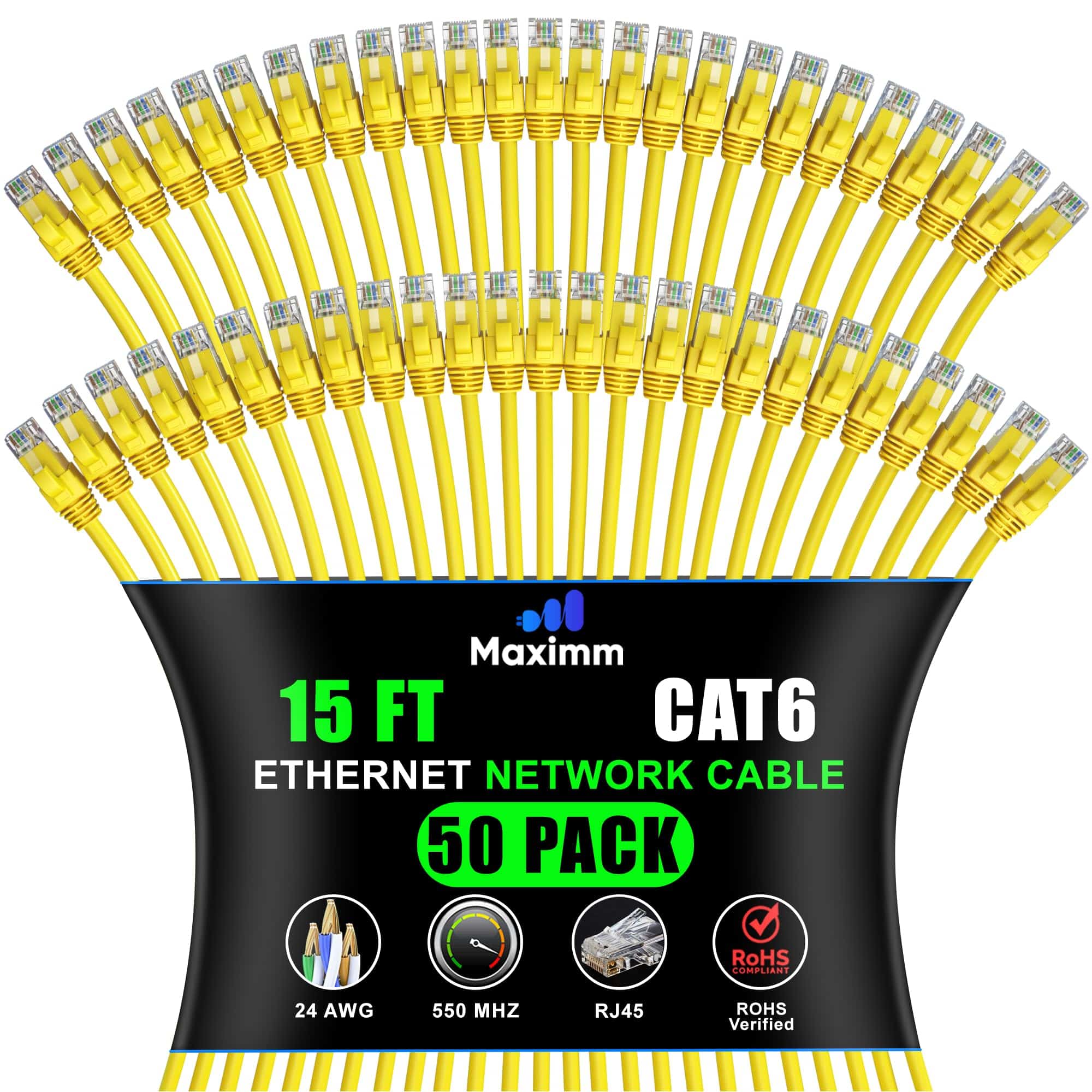 Cable Ethernet Maximm Cat 6 – 15 ft (Paquete de 50) – Cable
