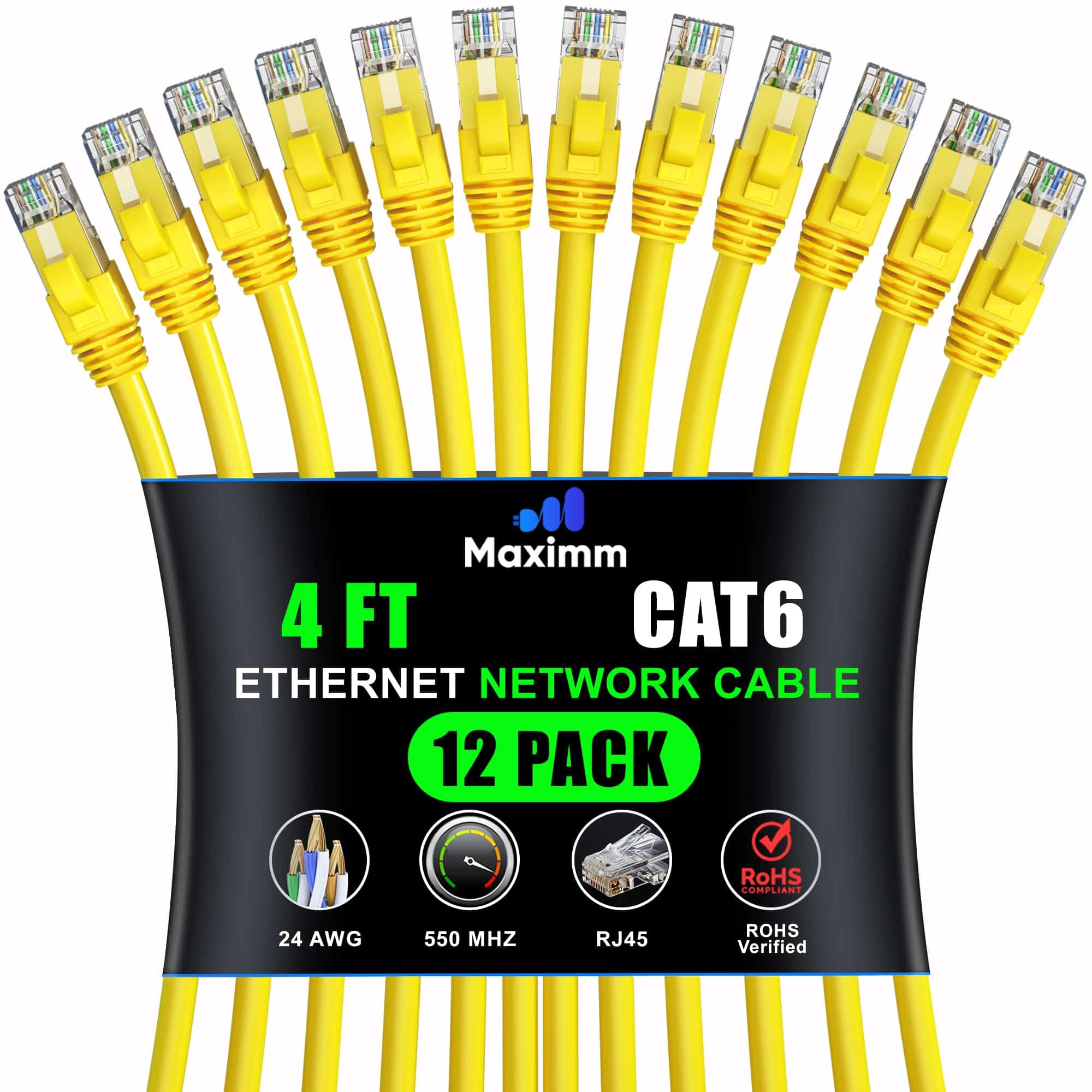 Cable Ethernet Cat 6 Maximm 4 pies (paquete de 12) - LAN de