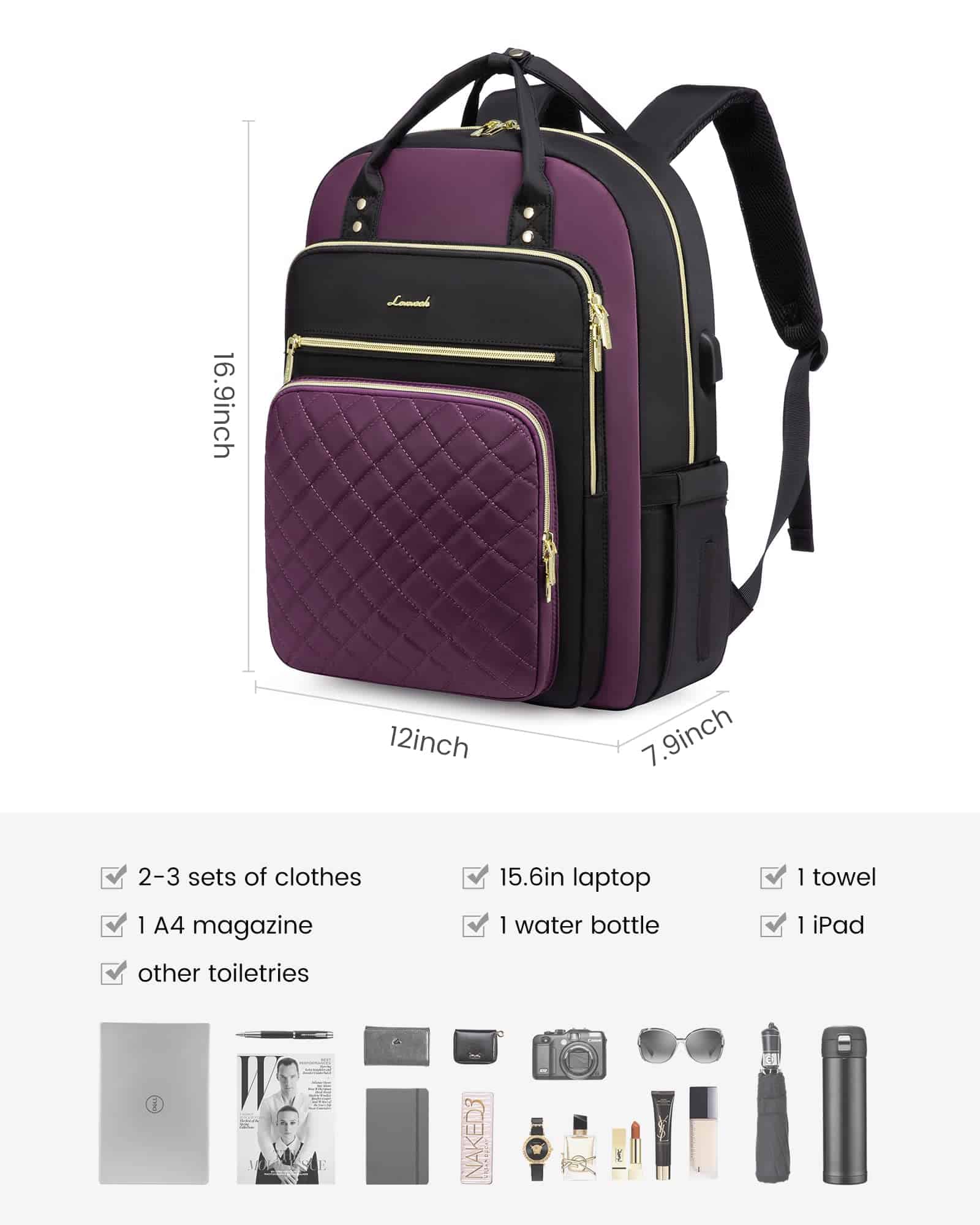 Alternative view of Mochila Para Laptop LOVEBOOK 15.6'' Para Mujer -Púrpura