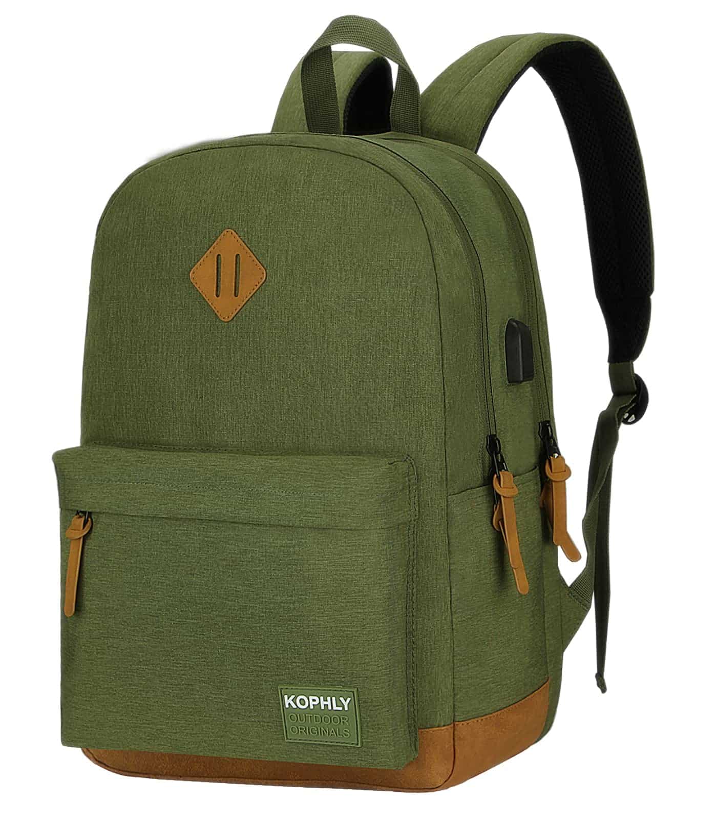 Mochila ligera SUPACOOL con puerto de -Olive and Brown