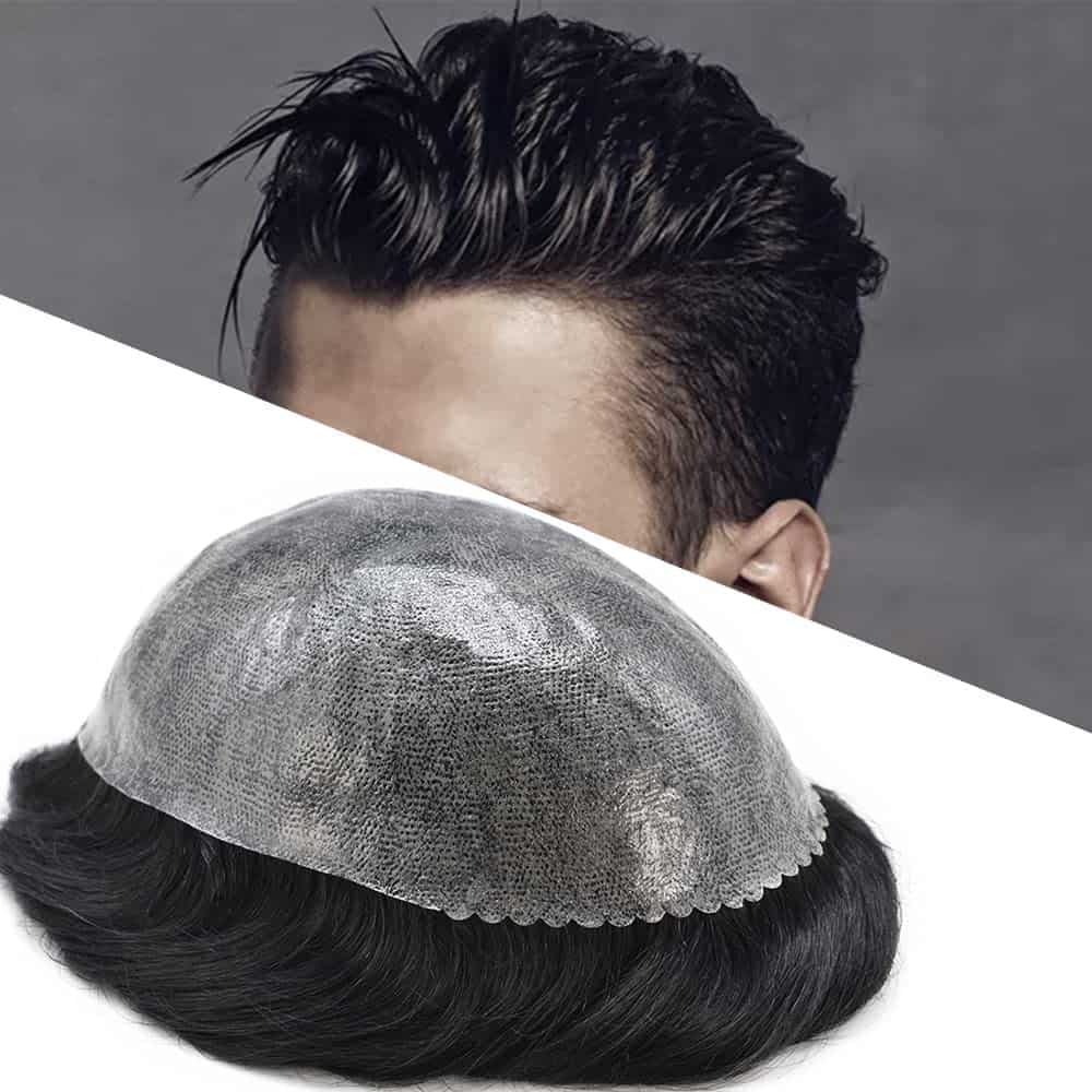 Toupee para Hombres Peluca Sistemas Capilares de Piel