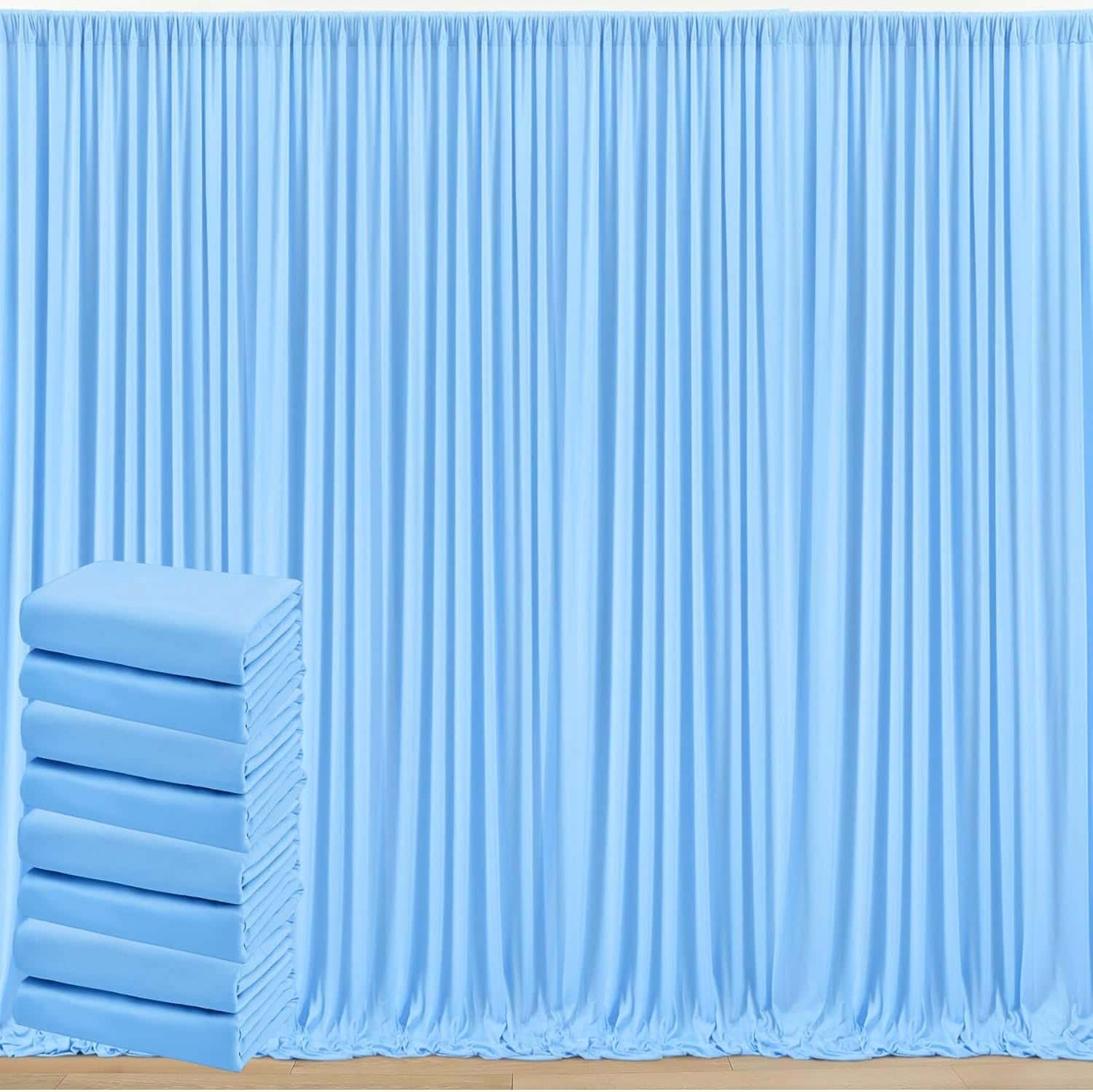 Cortinas de Fondo Azul Bebé sin Arrugas de 40 pies x 10