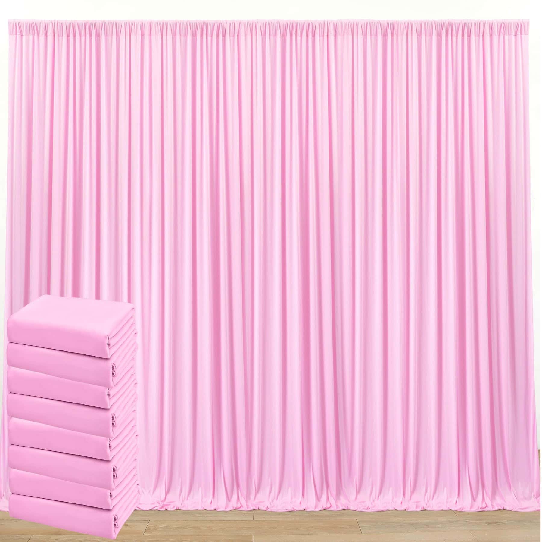 Fondo de Cortina Rosa Bebé sin Arrugas de 40 pies x 10 pies