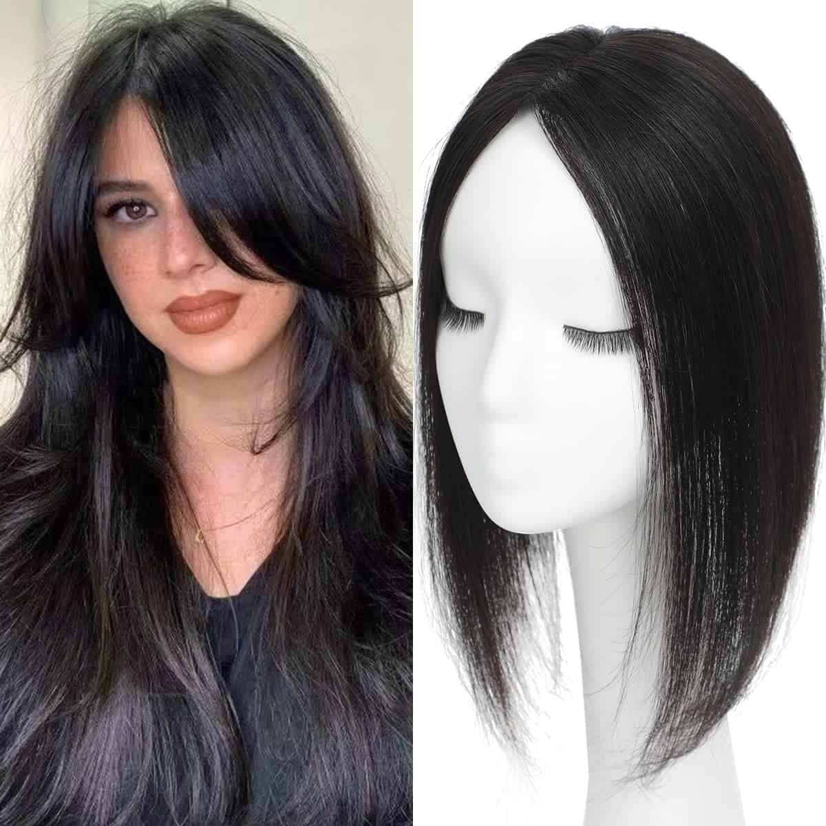 Aimeolyn Real Hair Toppers para Mujeres - Sin Flequillo,