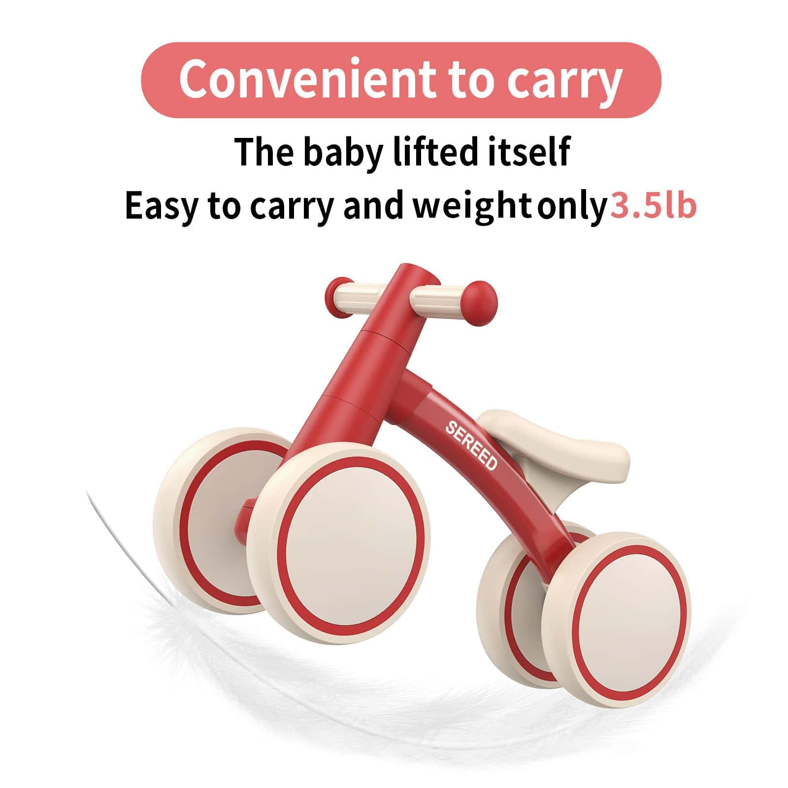 Triciclo para Bebe SEREED Primer Bicicleta 1 Año -Rojo - Image 4