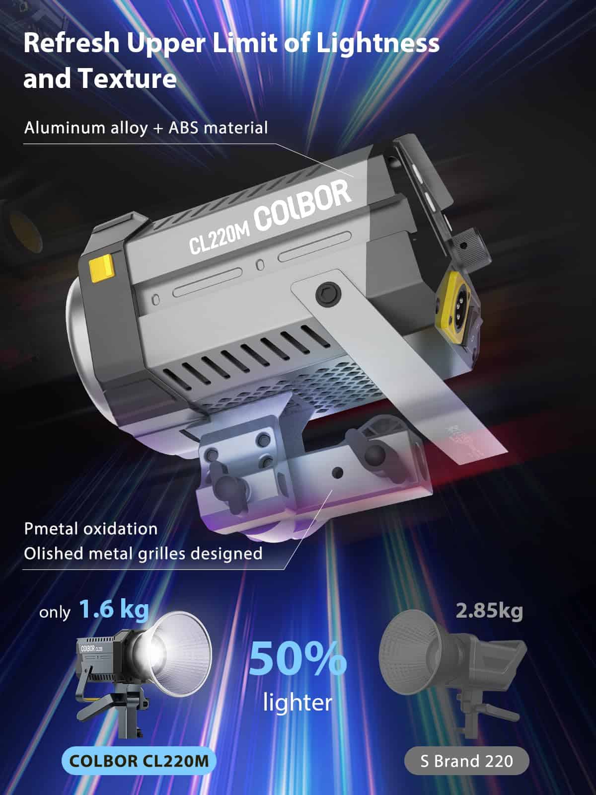 Video Light, COLBOR CL220M 220W Iluminación Continua - Image 5