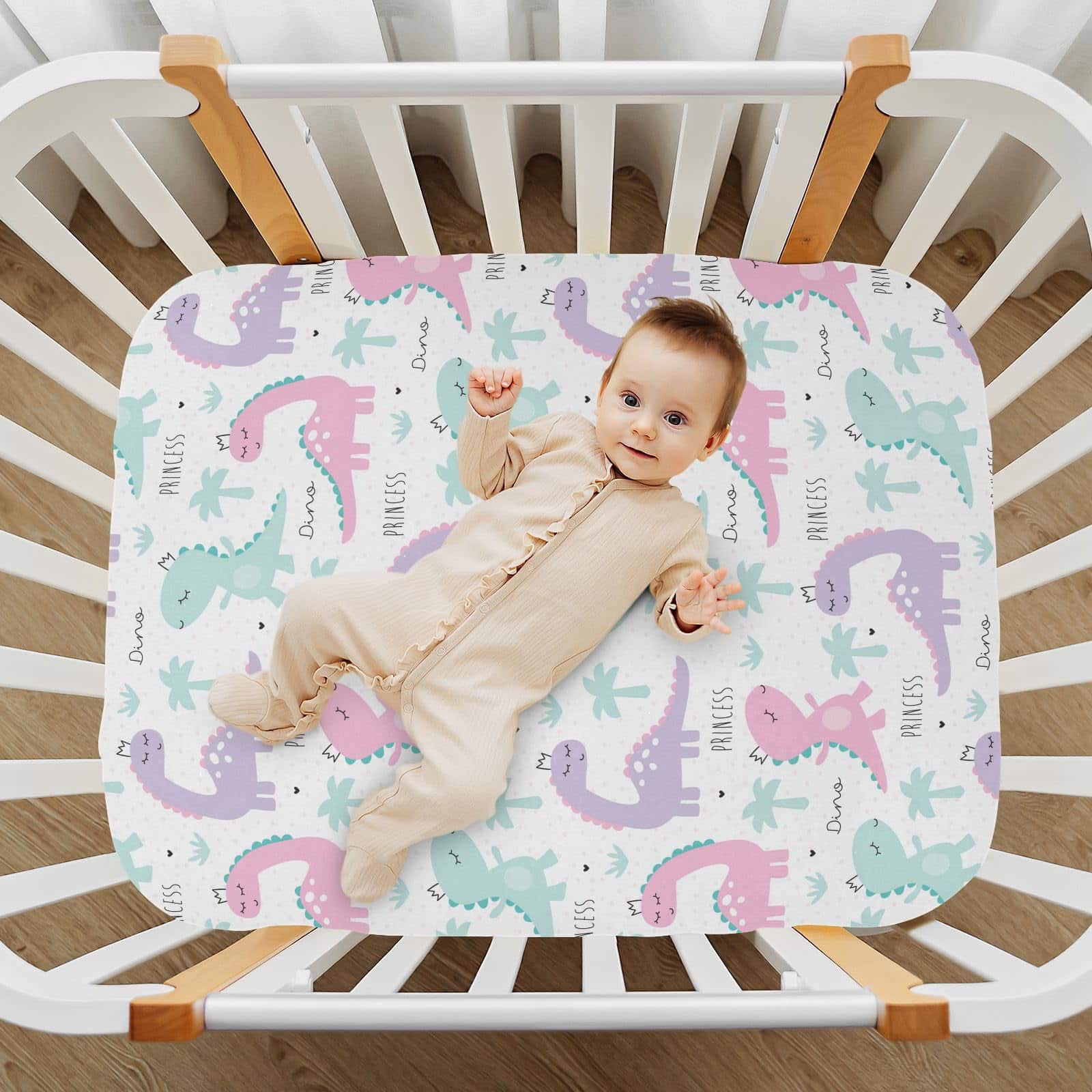 Sábanas de cuna para niñas y niños princesas dinosaurios - Imagen 7
