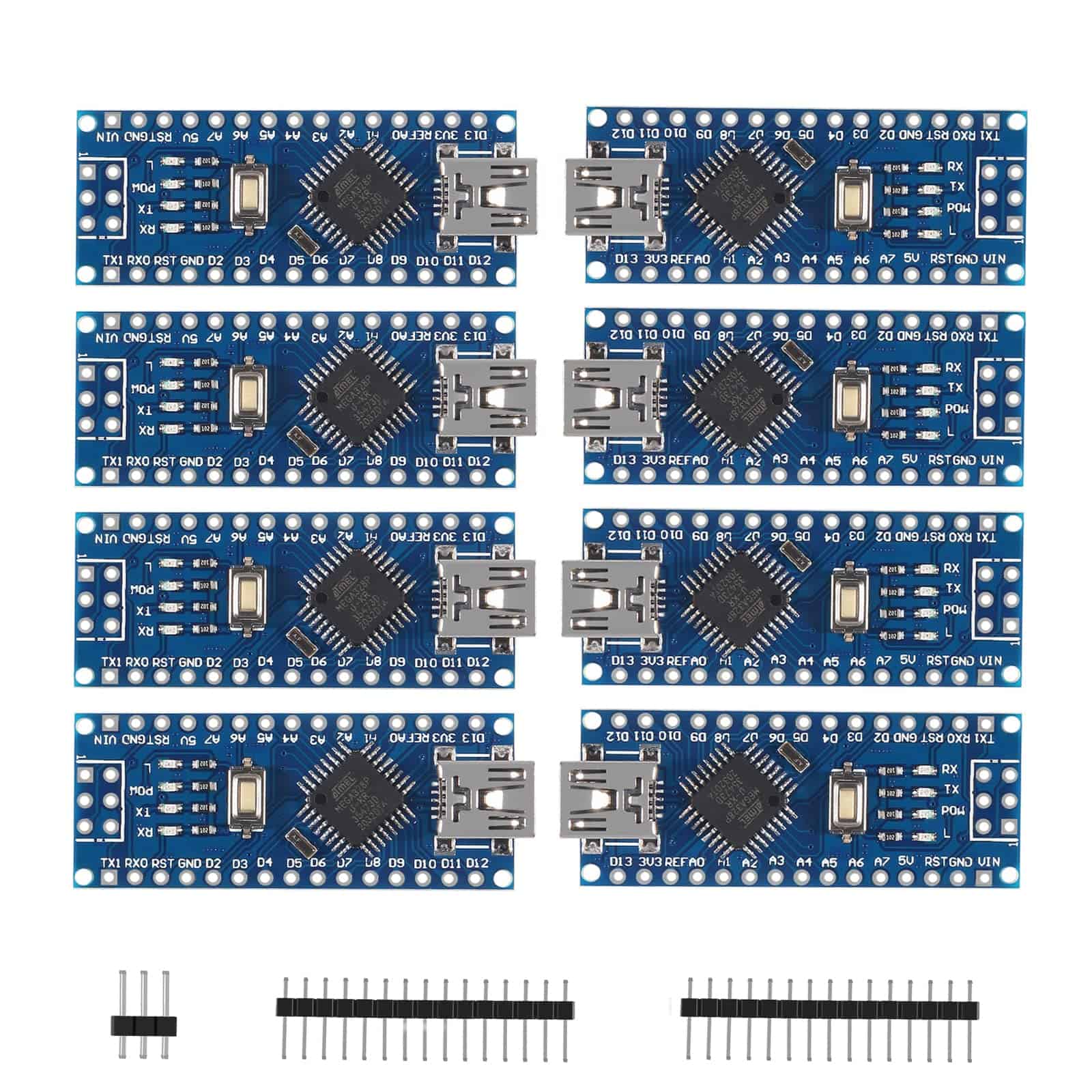 DORHEA 8Pcs para Nano V3.0 ATmega328P Placa Nano CH340 5V