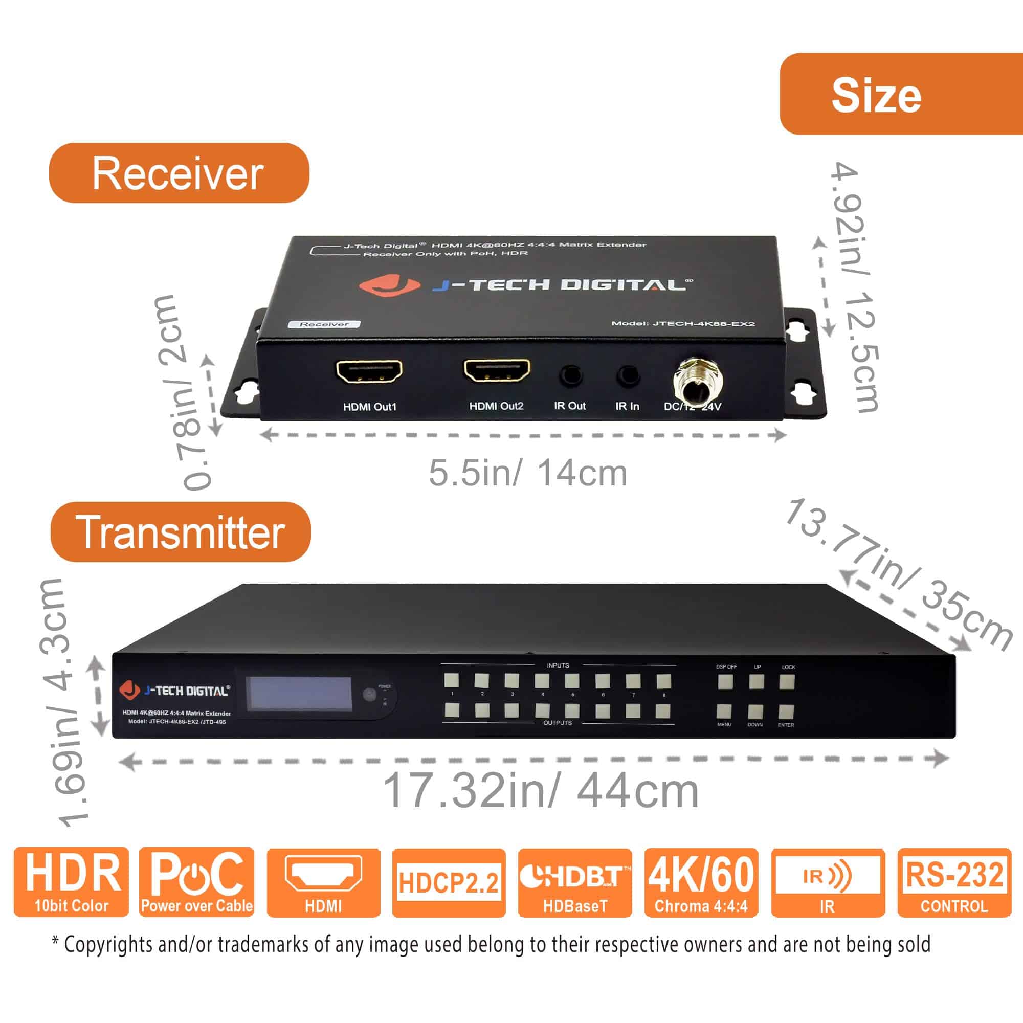 J-Tech Digital 8x8 HDMI Matrix Switch Extender 4K 60Hz - Imagen 6