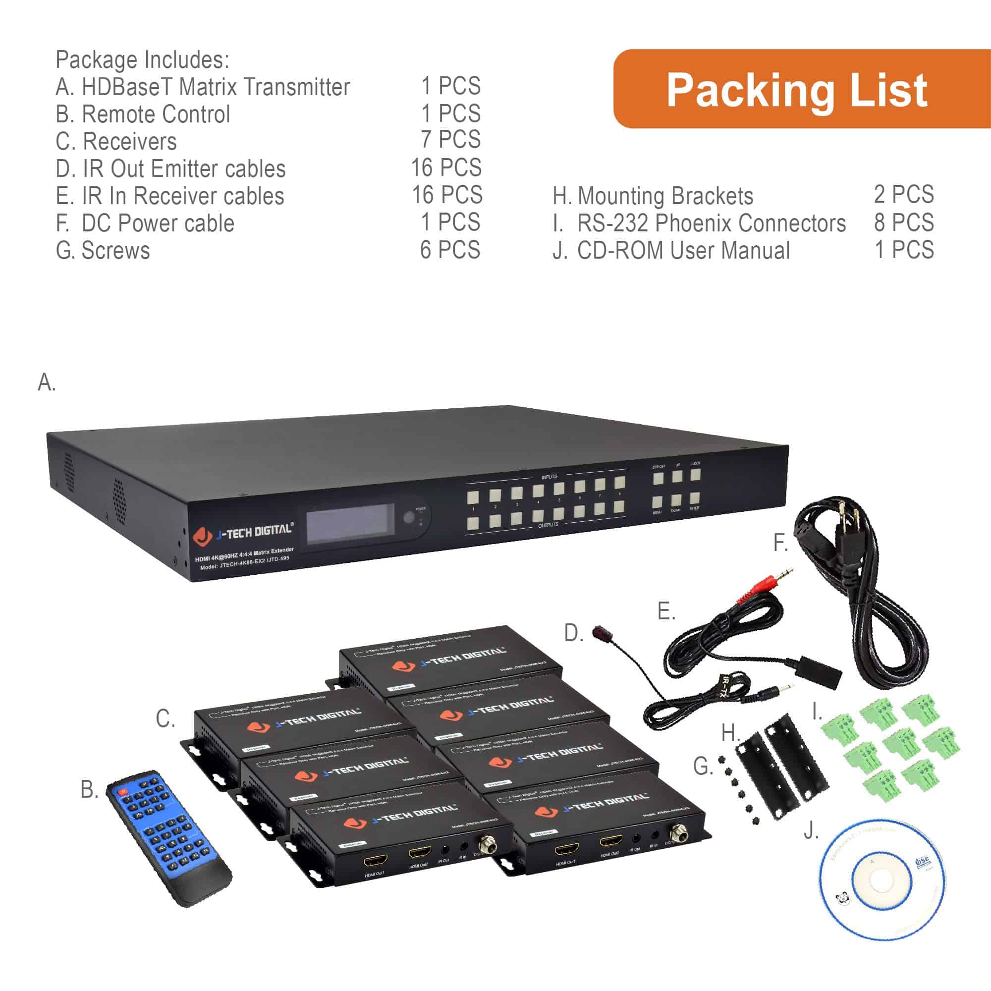 J-Tech Digital 8x8 HDMI Matrix Switch Extender 4K 60Hz - Imagen 7