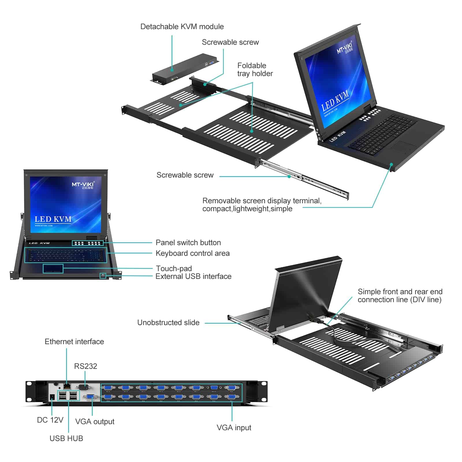 Consola IP KVM de MT-VIKI con Monitor LCD de 17'' 16 Puertos - Imagen 5
