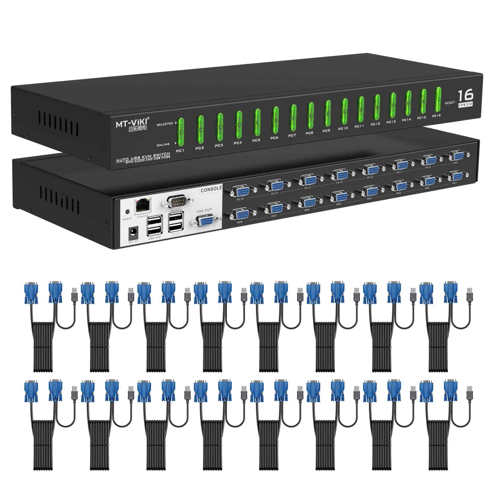 Conmutador KVM IP de 16 puertos por IP Acceso Local y Remoto
