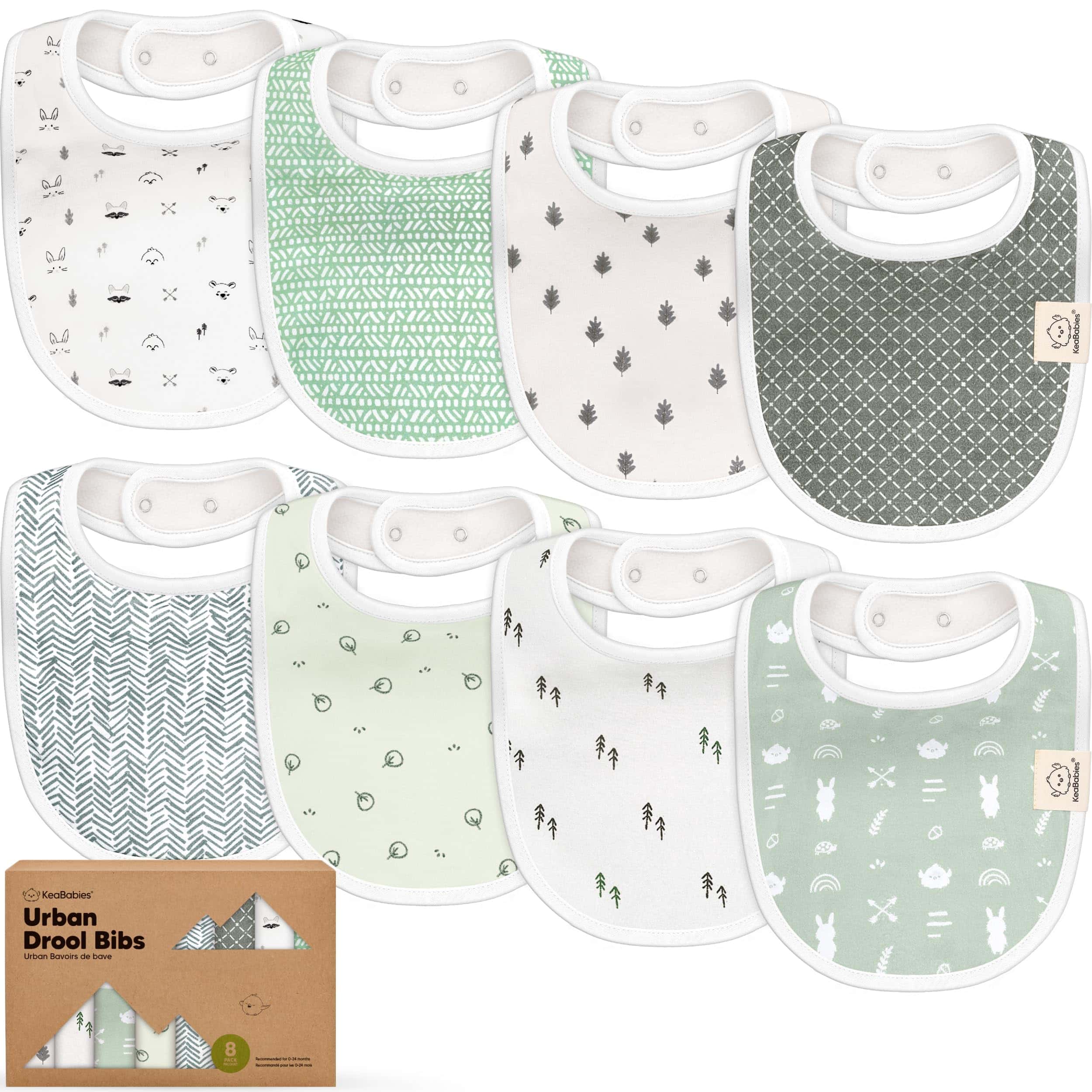 Paquete de 8 Baberos Orgánicos para Bebés (Niños y Niñas) -