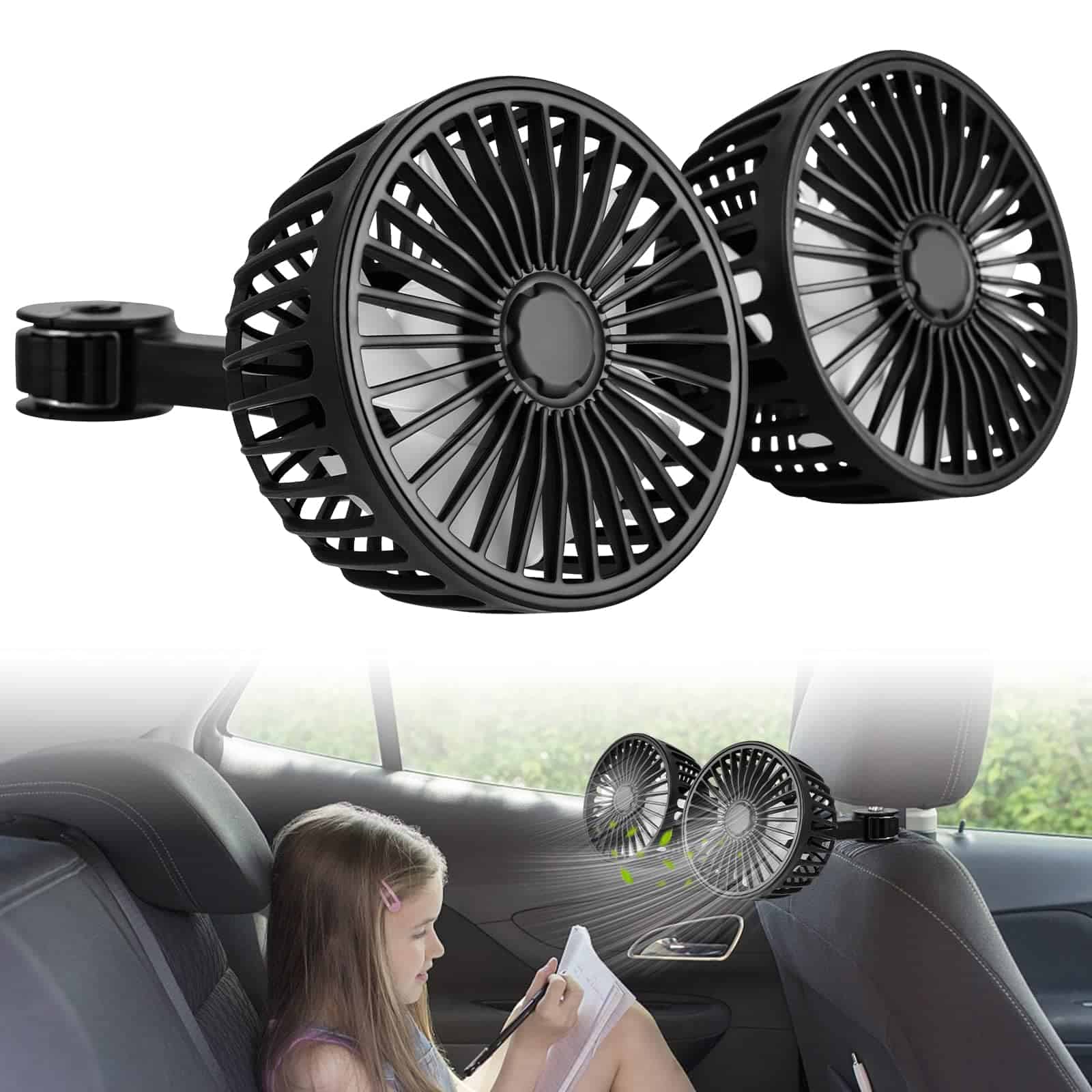 Ventiladores Tinlucys para respaldo de asiento de coche.