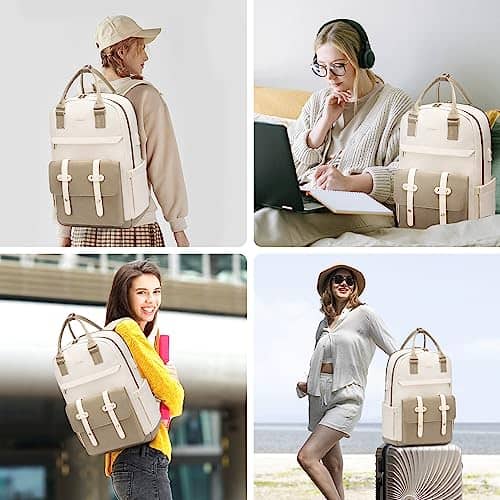 Mochila para Laptop LOVEVOOK de 17.3" con Puerto USB Beige - Imagen 7