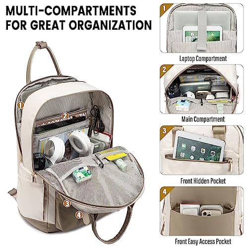 Mochila para Laptop LOVEVOOK de 17.3" con Puerto USB Beige - Imagen 3
