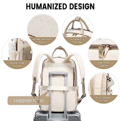 Mochila para Laptop LOVEVOOK de 17.3" con Puerto USB Beige - Imagen 4