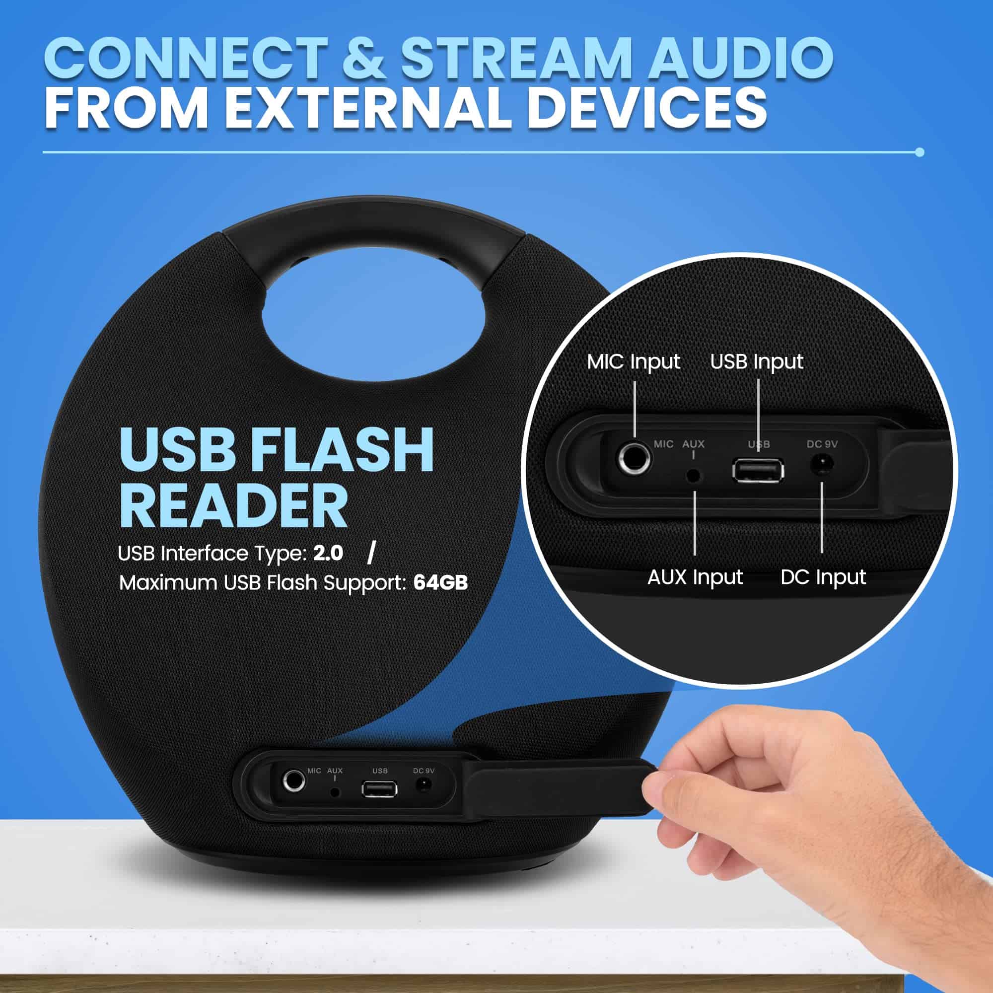 Altavoz Bluetooth portátil mini impermeable IPX4 de Pyle, - Image 9