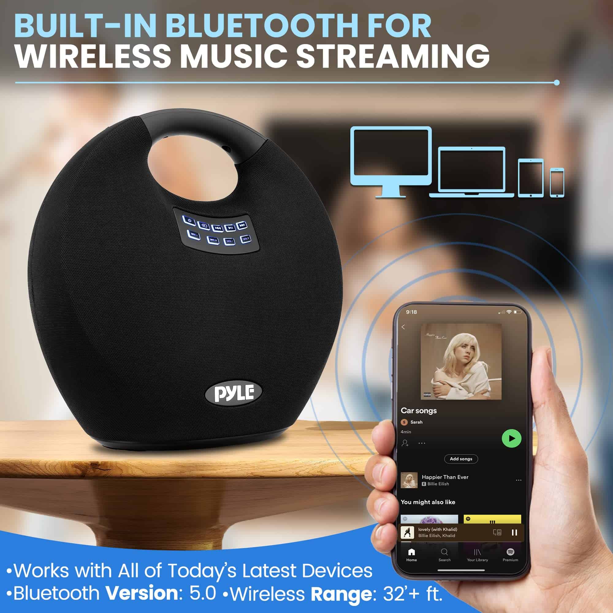 Altavoz Bluetooth portátil mini impermeable IPX4 de Pyle, - Image 6