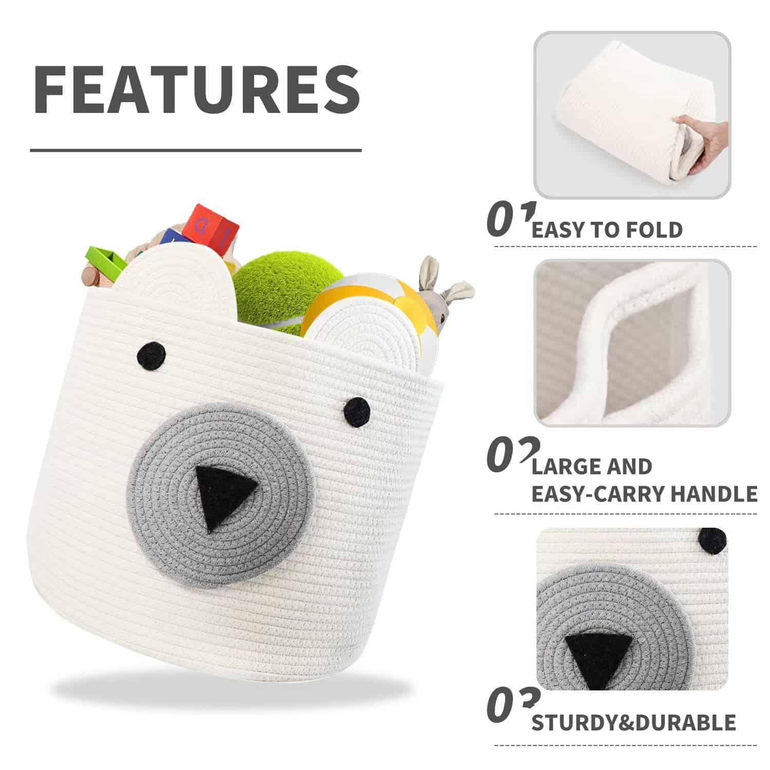 Cesta de lavandería tejida plegable Homearda con diseño de - Imagen 5