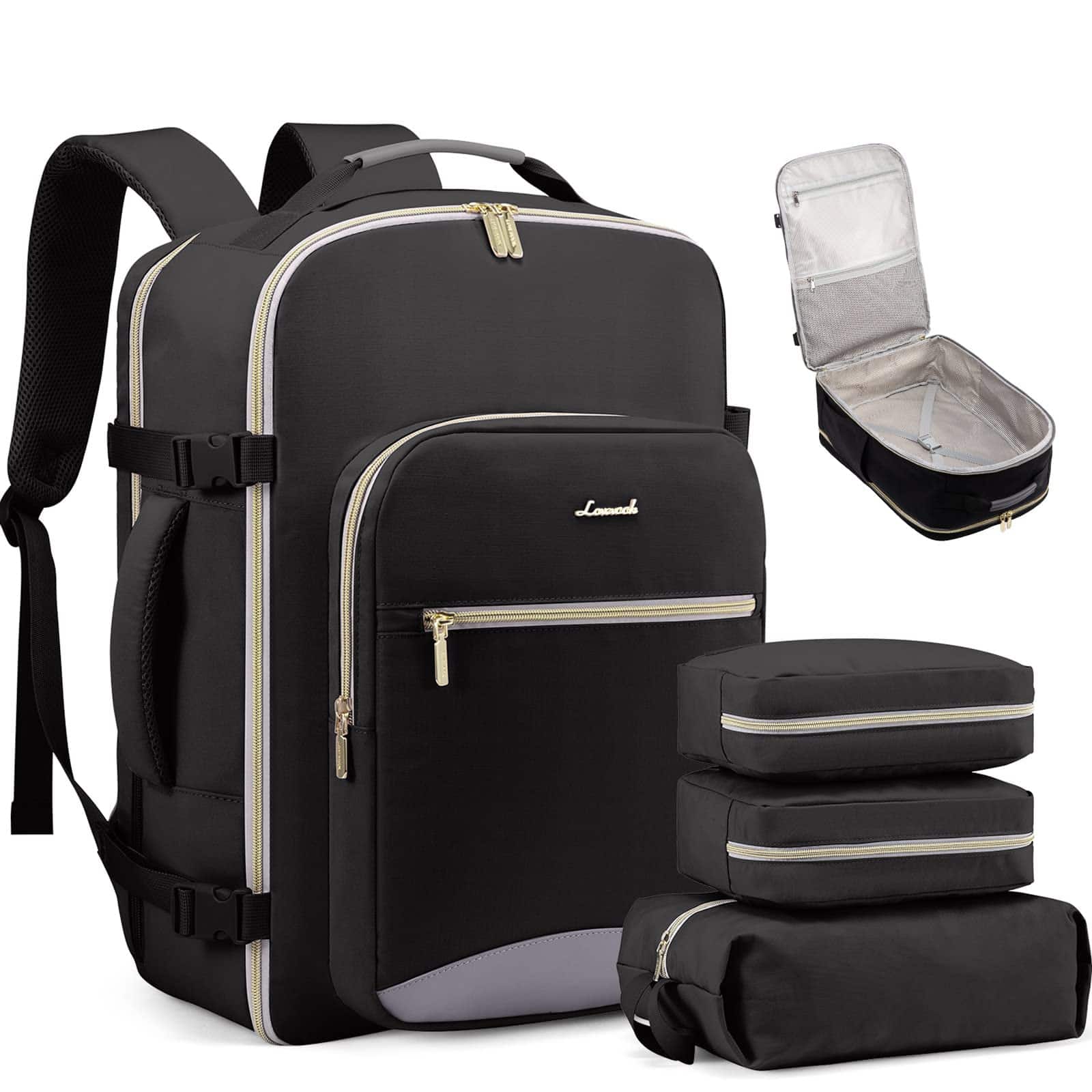 Mochila de Viaje LOVEVOOK 17.3'' 40L Impermeable -Negro