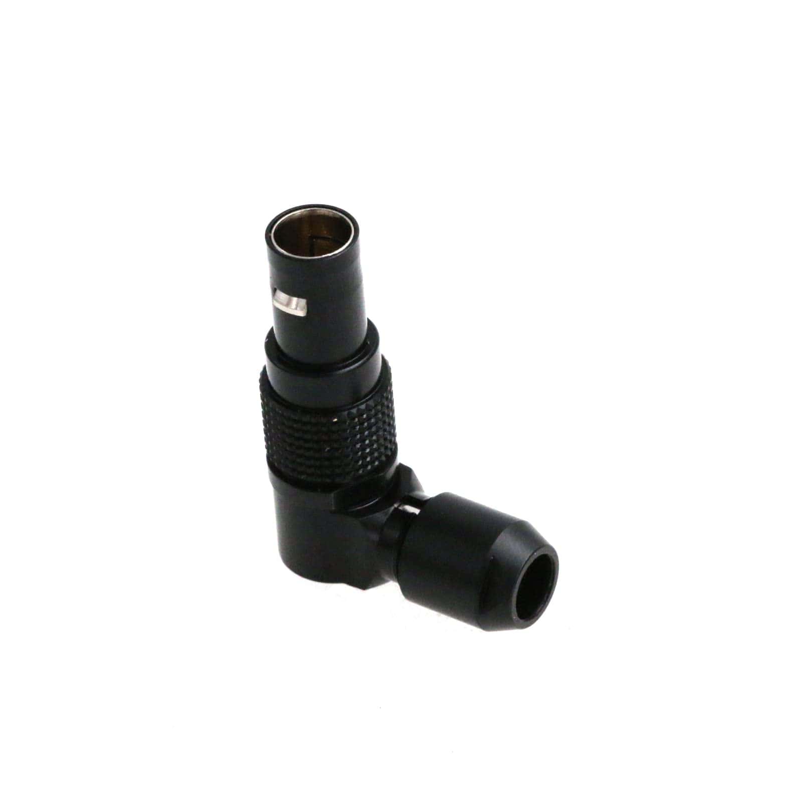 Conector macho de bloqueo automático de ángulo recto