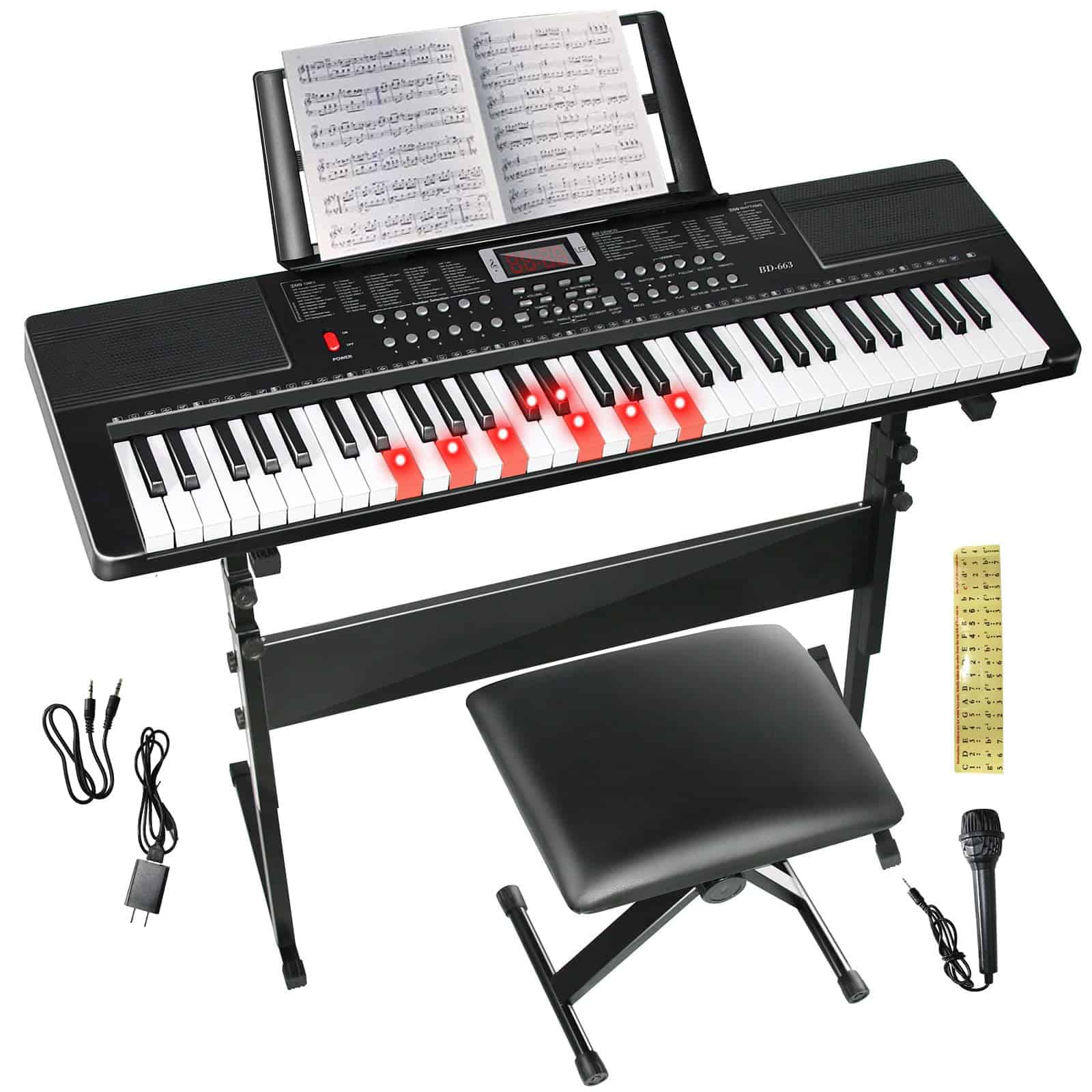 Teclado de Piano SFESGRER 61 Teclas Piano Eléctrico para