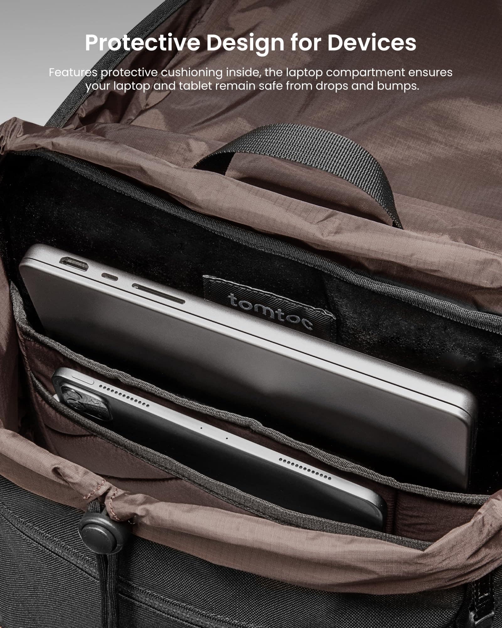 Mochila para laptop con solapa tomtoc, ligera, resistente - Image 6