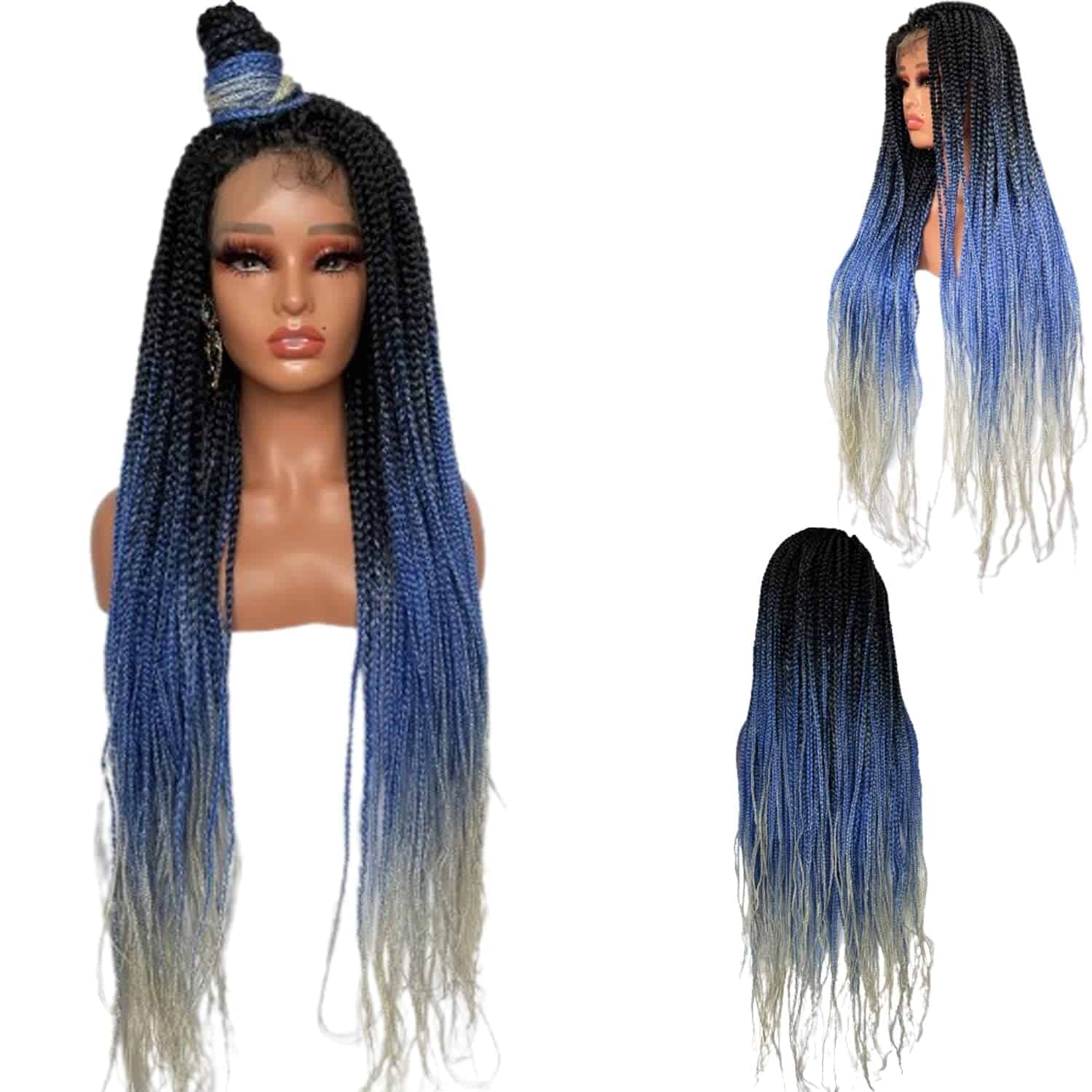 Pelucas Trenzadas Voloria para Mujeres Negras -Ombre Azul a