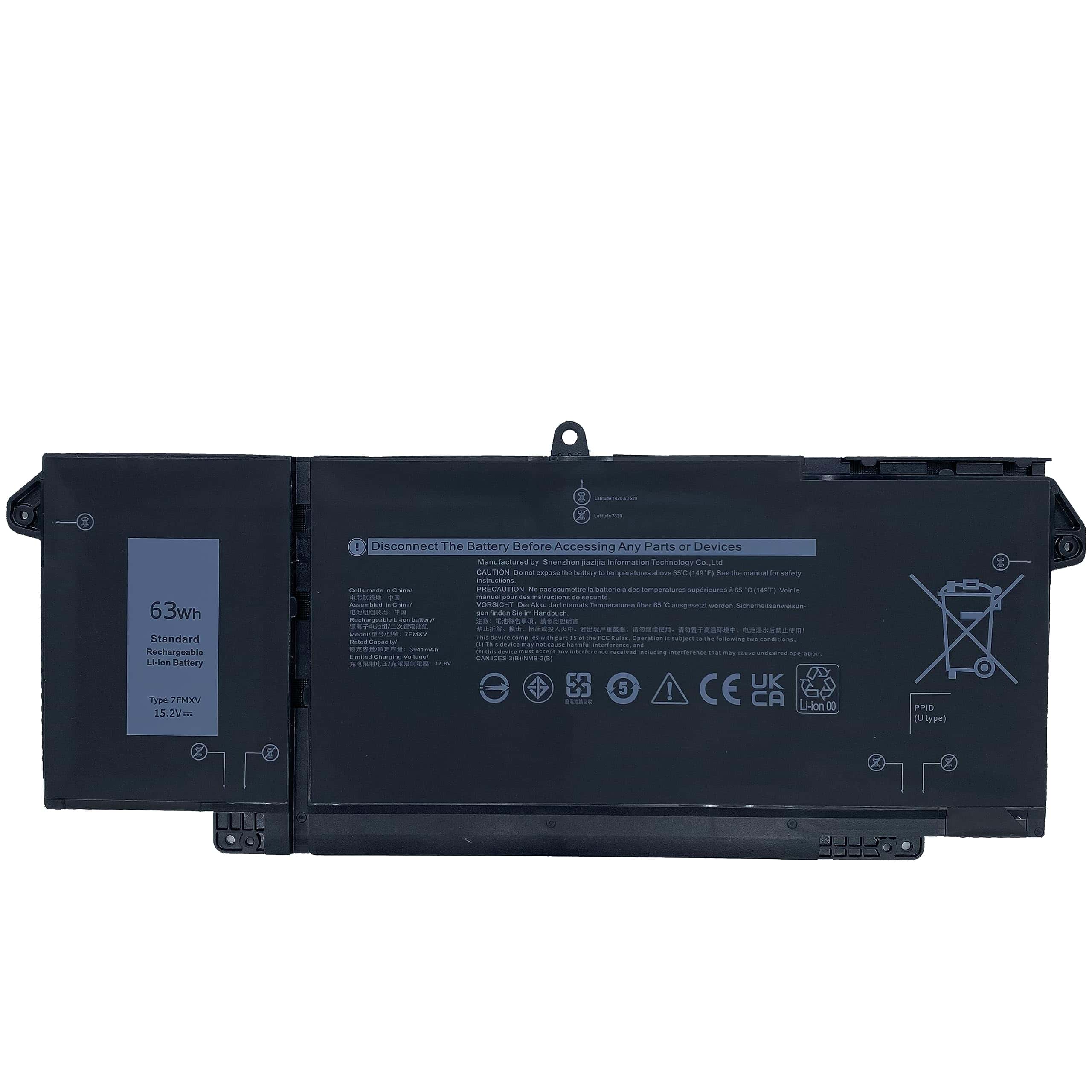 Batería de portátil YXKC 7FMXV Compatible con Dell Latitude