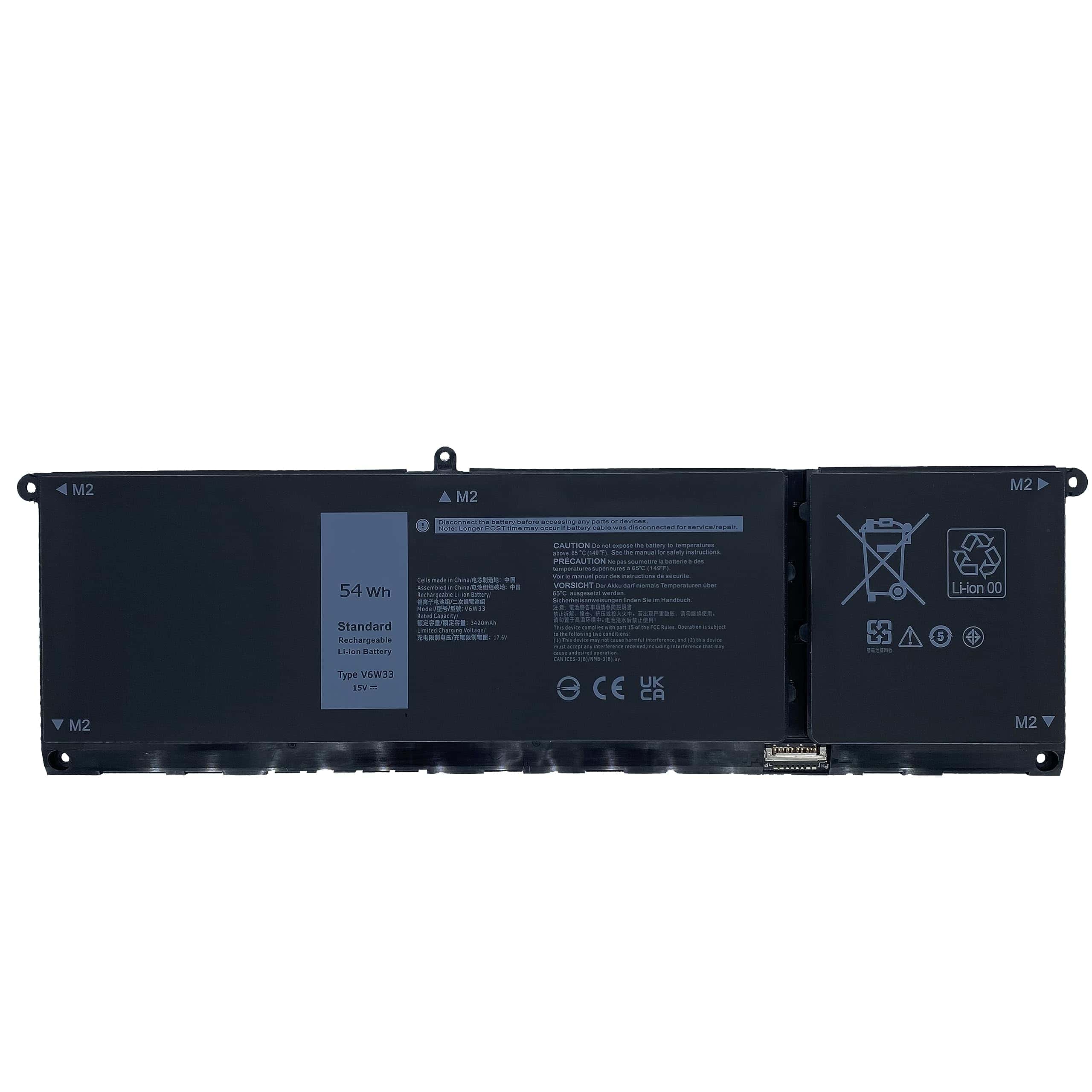 Batería de reemplazo YXKC V6W33 compatible con Dell