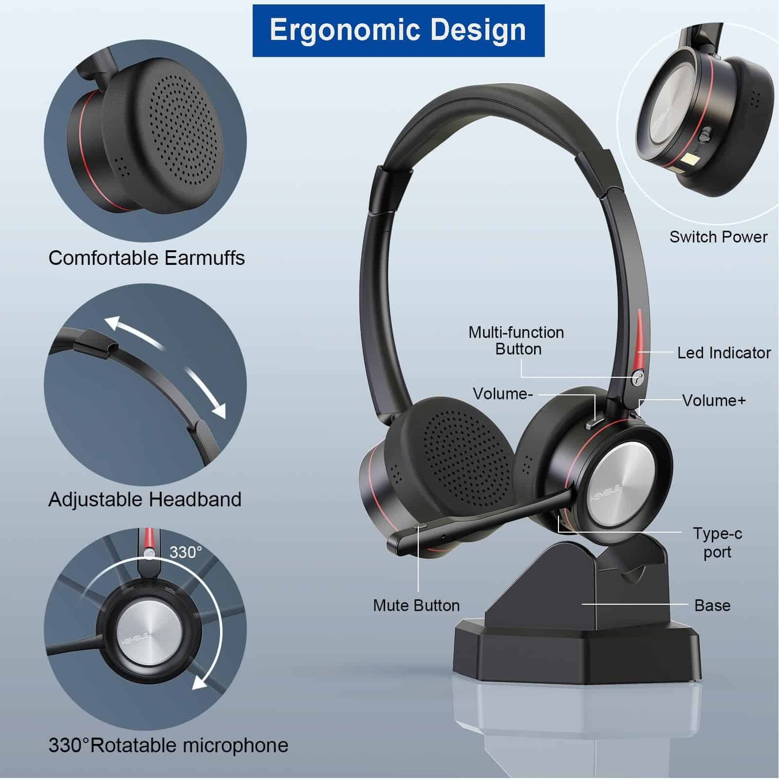 Auriculares inalámbricos Bluetooth KEMEILE con micrófono - Image 5