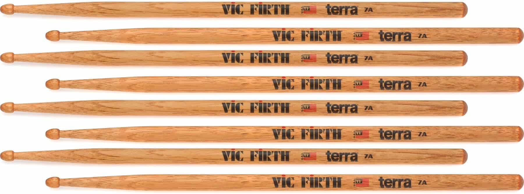 Baquetas Vic Firth 7AT Terra de Madera, Paquete de 4 Pares