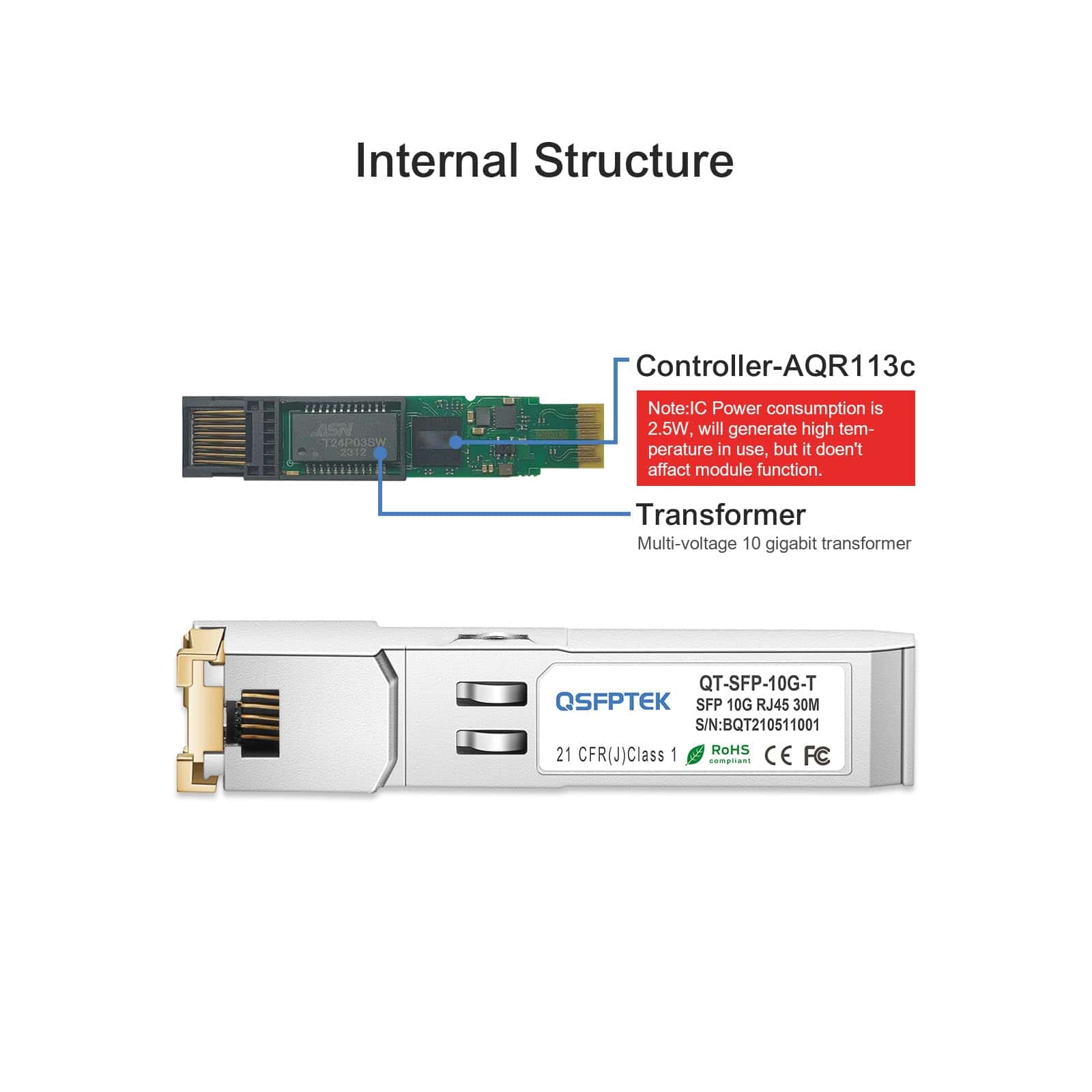 Módulo QSFPTEK 10GBase-T, SFP a RJ45, Transceptor de Cobre - Image 5