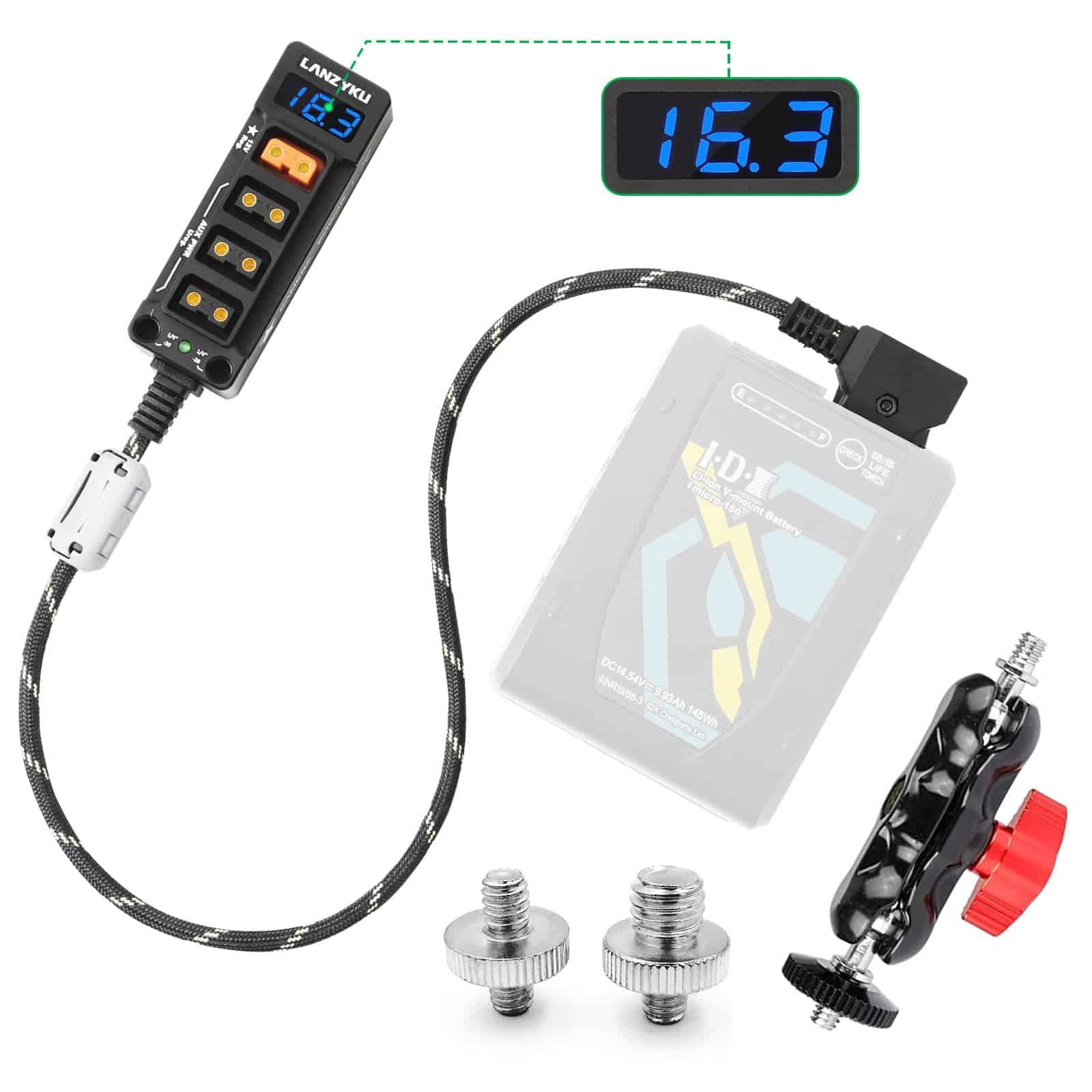 Divisor regulado del Voltímetro de 12V P-Tap D-Tap para