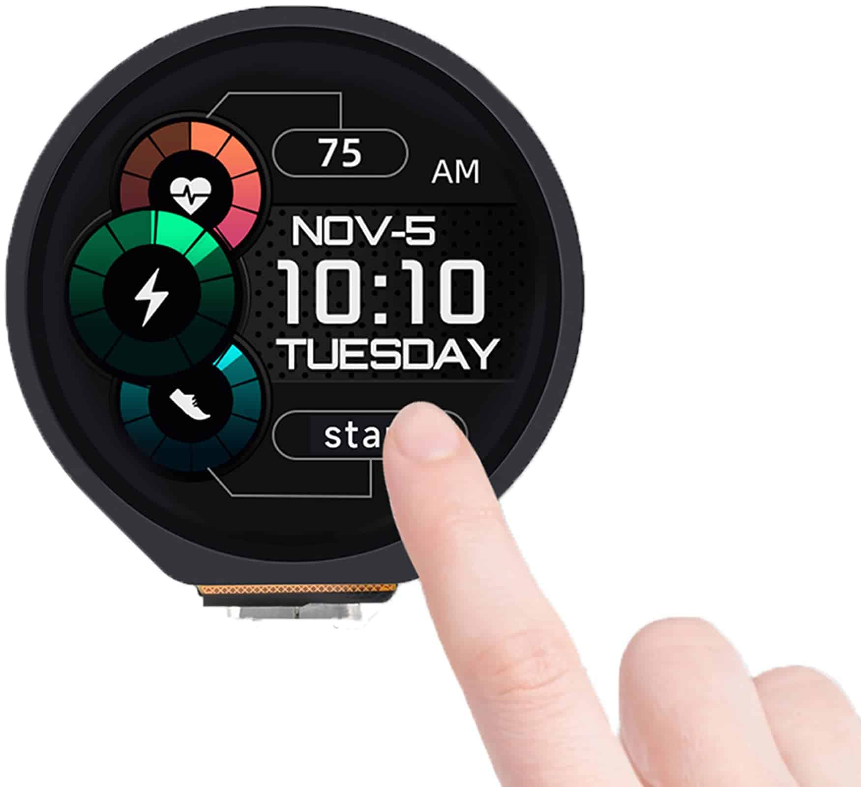 Placa Waveshare RP2040 MCU Táctil Redonda 1.28" 65K IPS LCD