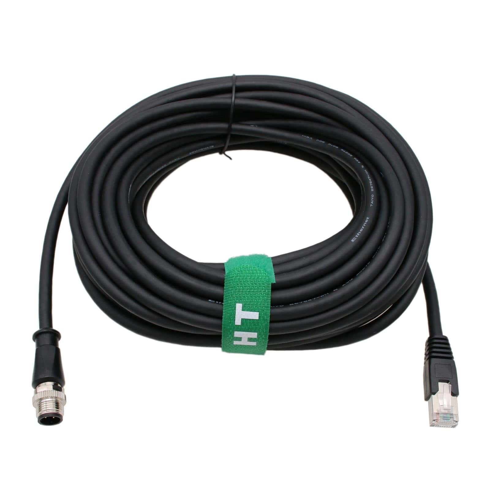 Cable Ethernet M12 D-Code de 4 pines a RJ45 para red de 10m