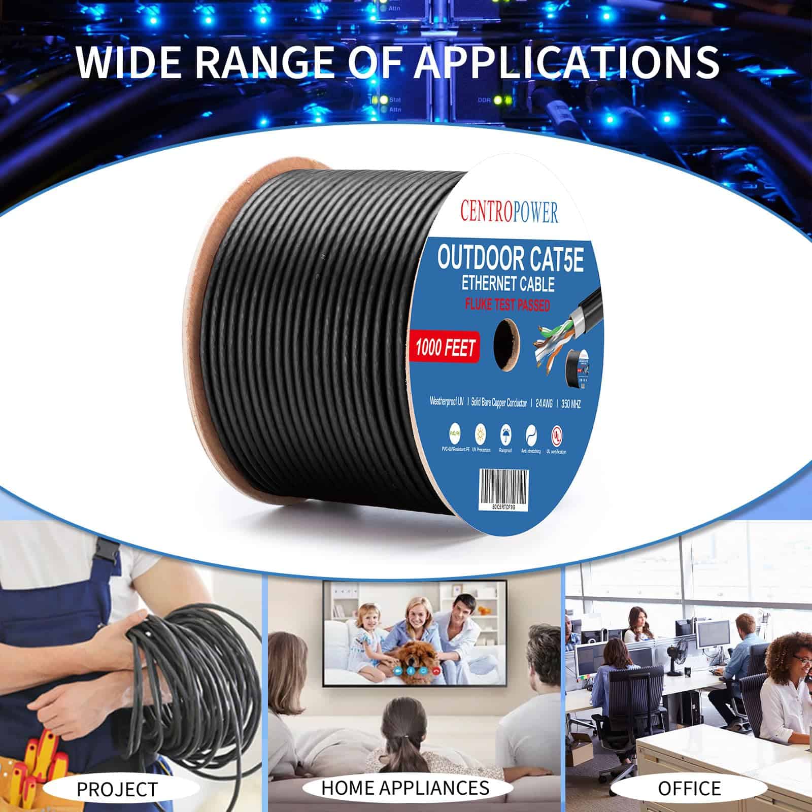 Cable de Ethernet Cat 5e para Exteriores CENTROPOWER 1000 - Image 6