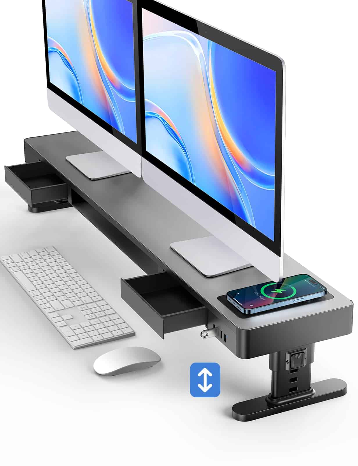 Monitors Rectangular Base Base para monitor doble con 4 alturas ajustables, – Lapson México
