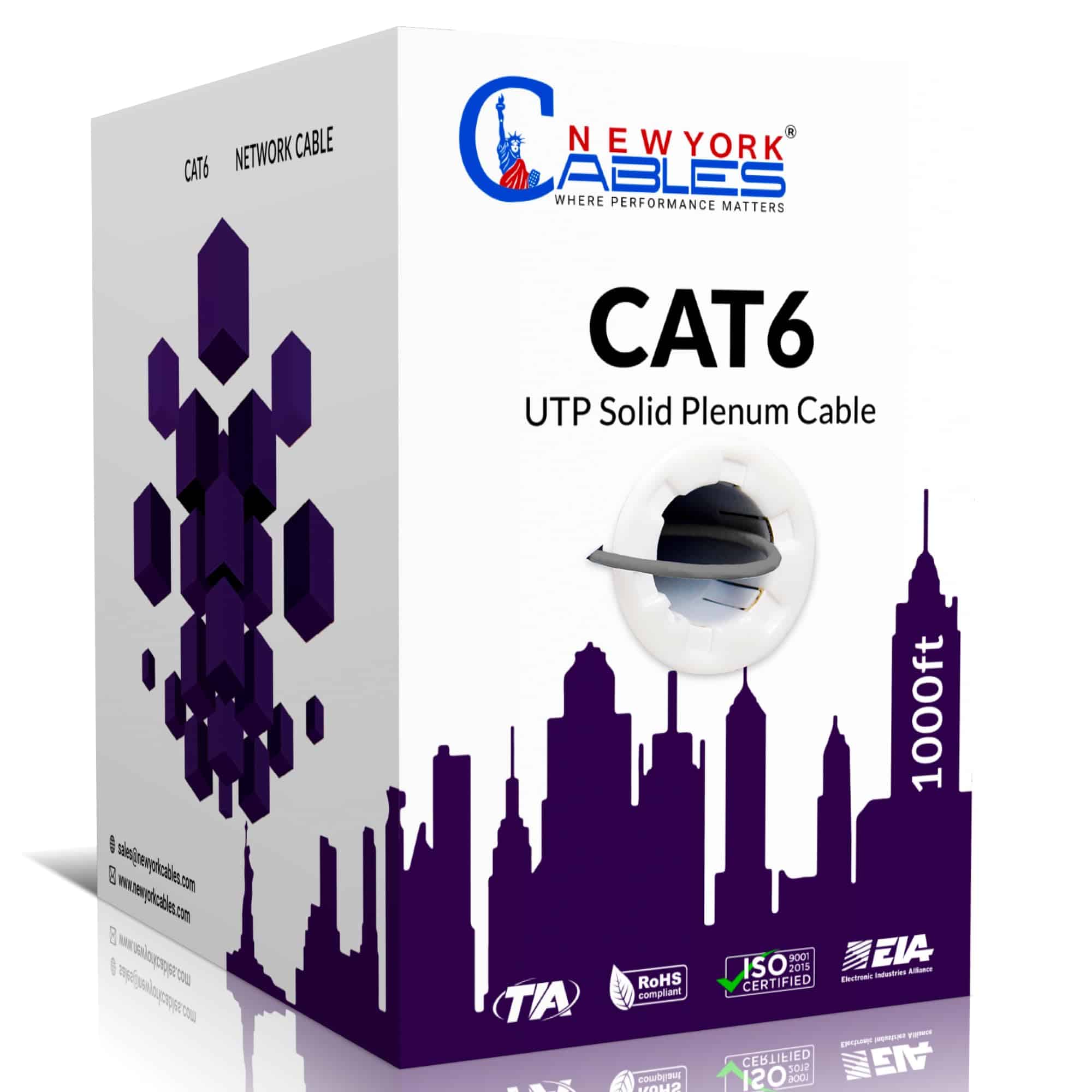 Cable Plenum CAT6 de 1000 pies (CMP) de NewYork Cables |