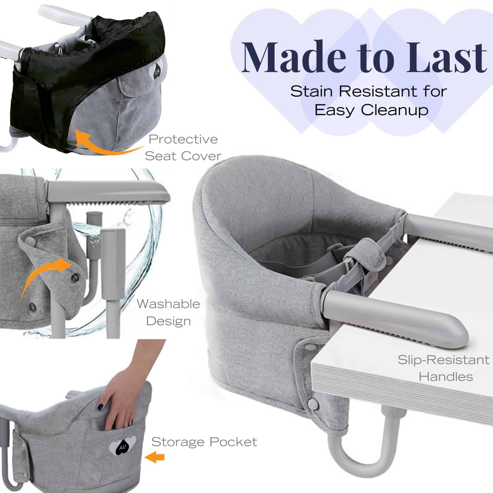 Silla alta portátil para bebé - Silla alta de viaje que se - Image 4