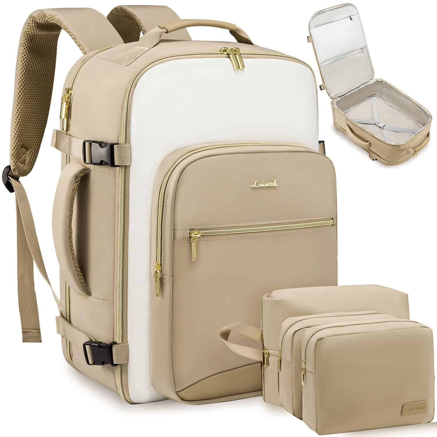 Mochila De Viaje LOVEBOOK Grande UNISEX Expandible -Beige