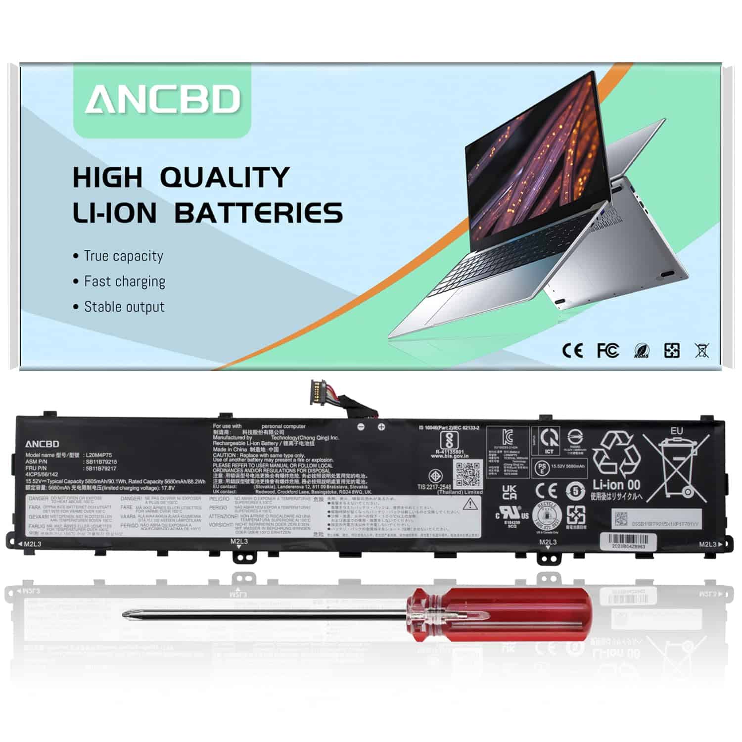 Batería de repuesto ANCBD L20M4P75 L20D4P75 para Lenovo