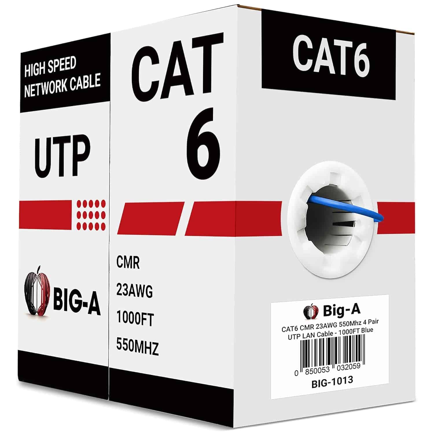 Cable Cat6 a Granel Big-A 1000ft 23AWG Sólido 4 Pares,