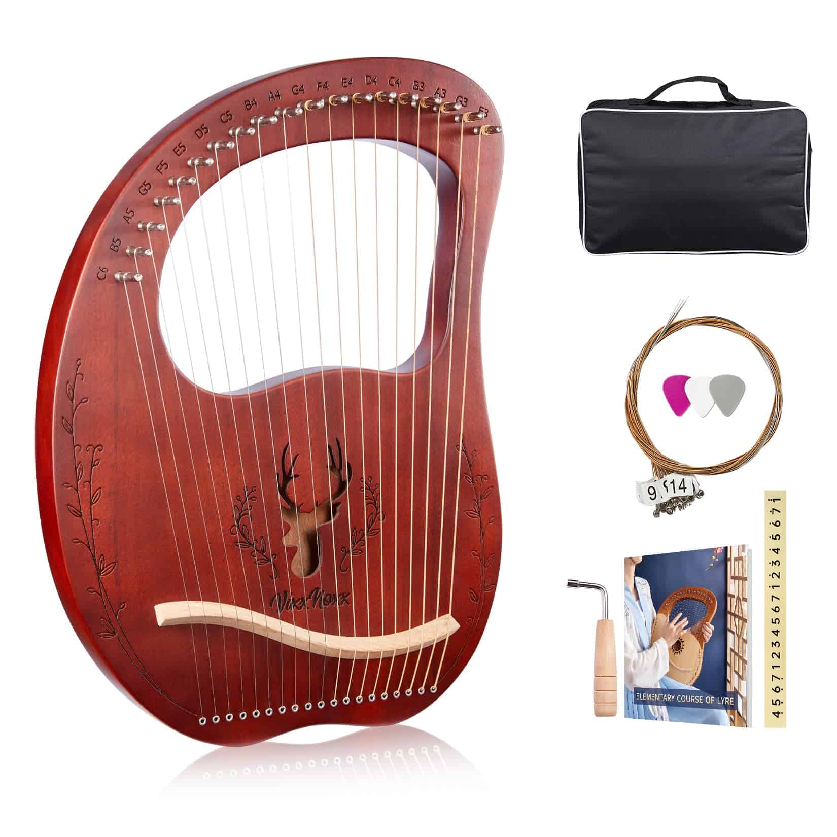 Arpa Lira VixxNoxx, 19 Cuerdas de Caoba, Kit de Arpa Lira,