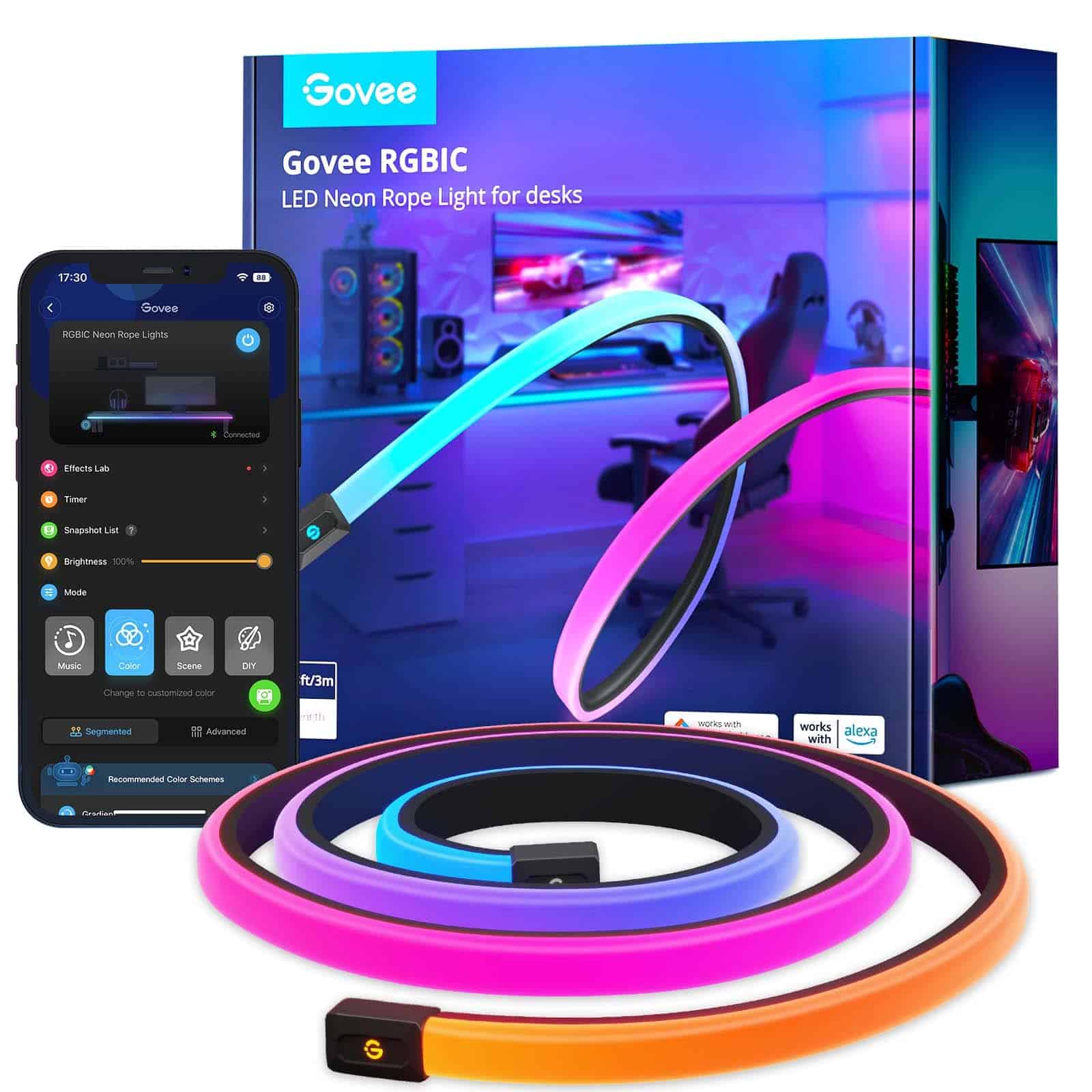 Tira de Luces LED Govee De 10 Pies Para Decoración -RGBIC